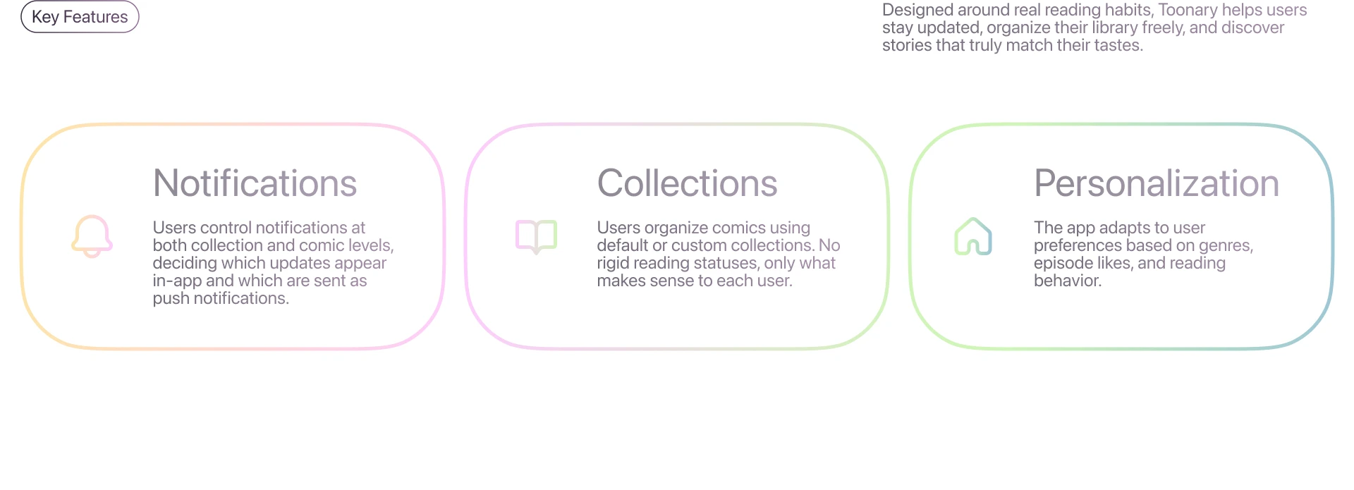 Toonary | Mobile App | UX/UI Case — Изображение №4 — Интерфейсы, Брендинг на Dprofile
