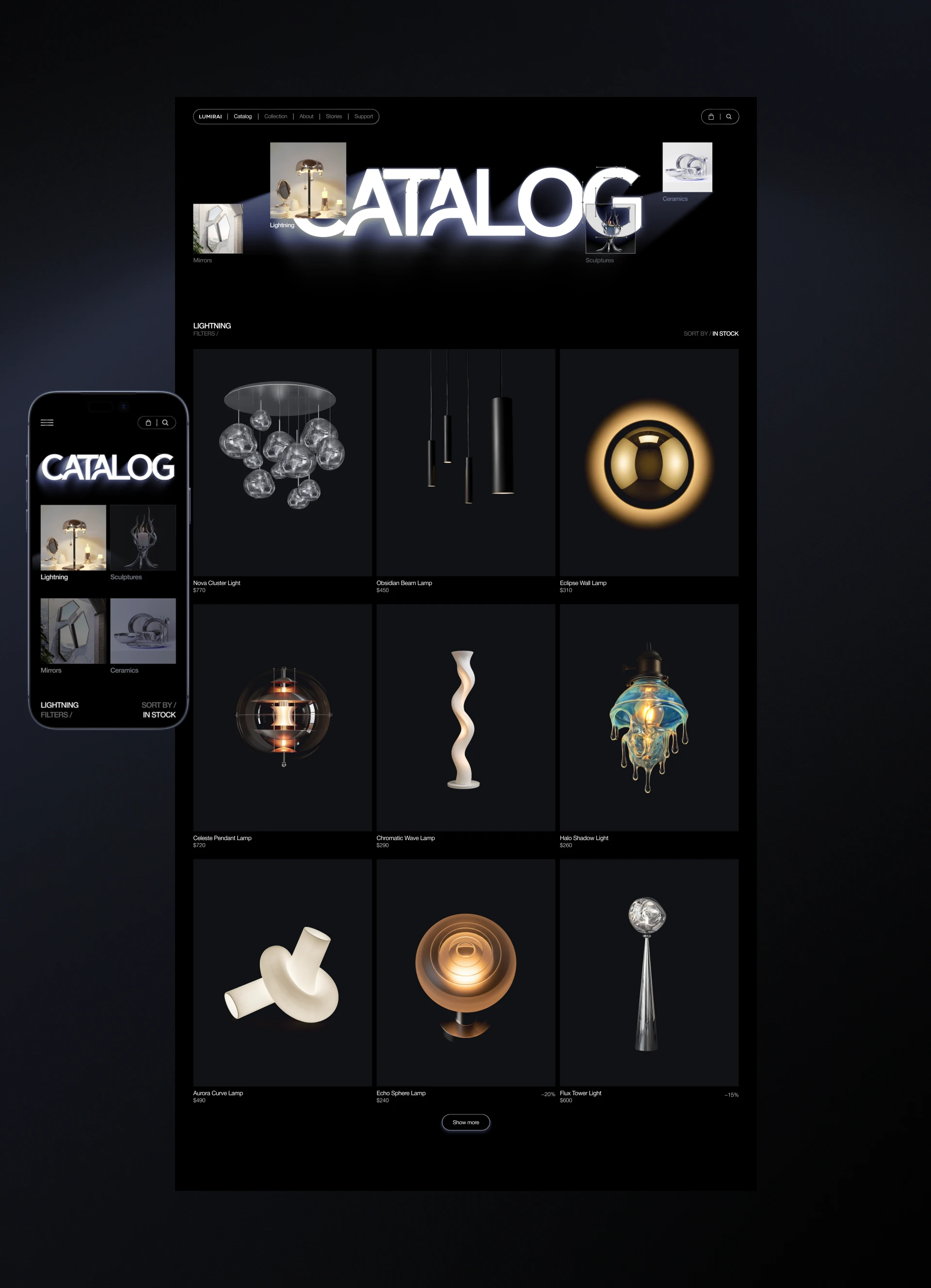 LUMIRAI| E-COMMERCE WEBSITE — Изображение №5 — Интерфейсы, Брендинг на Dprofile