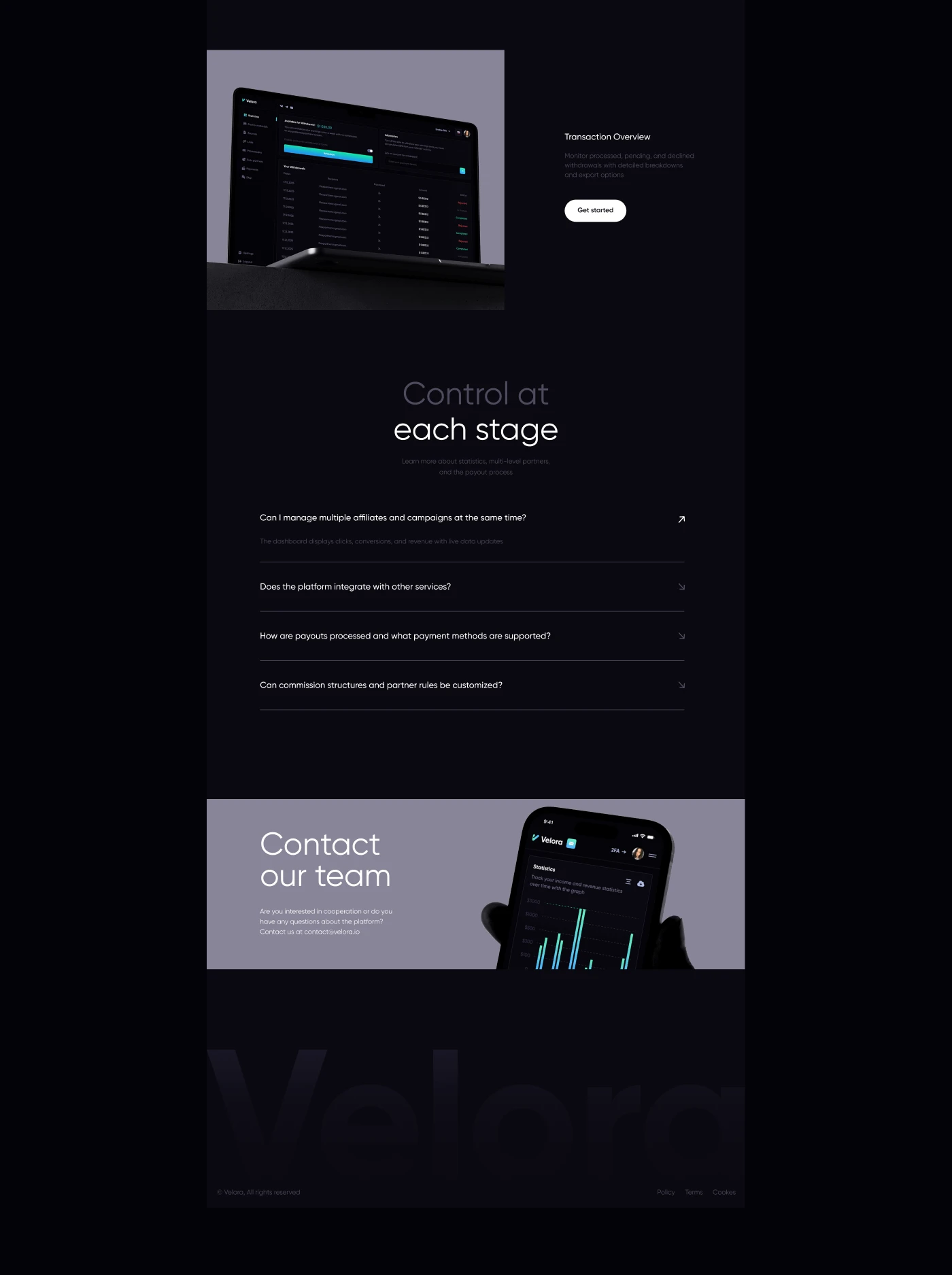 Velora – Affiliate Program & UX UI Dashboard Design — Изображение №19 — Интерфейсы, Брендинг на Dprofile