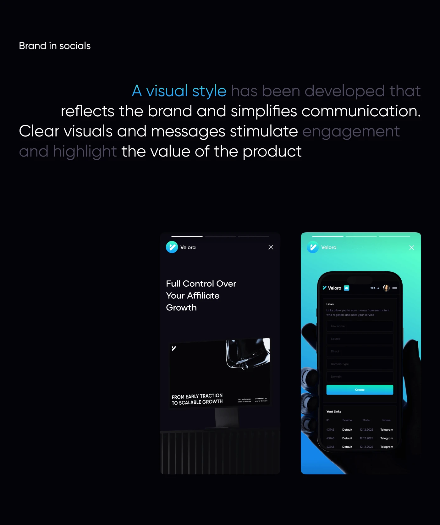 Velora – Affiliate Program & UX UI Dashboard Design — Изображение №15 — Интерфейсы, Брендинг на Dprofile