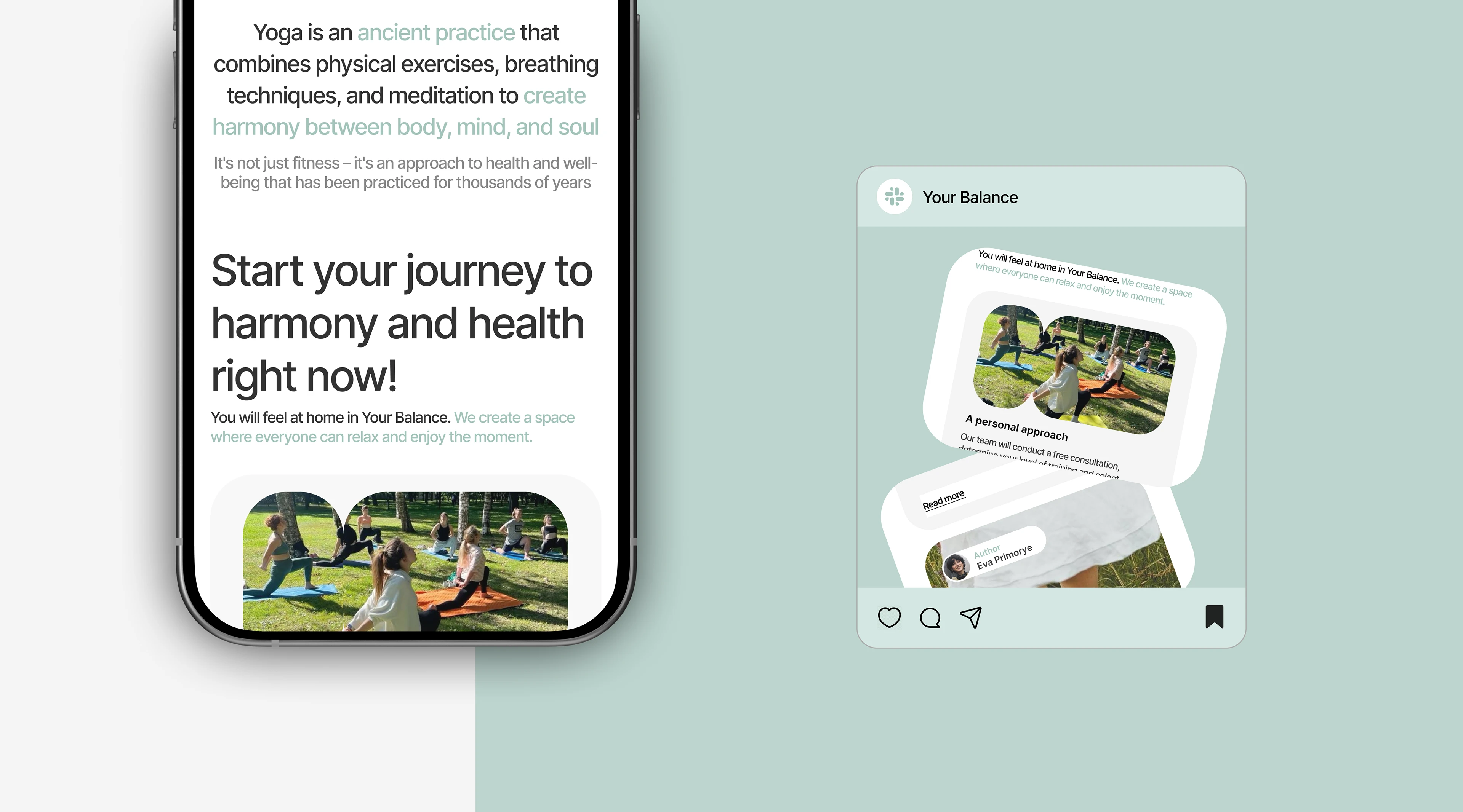 landing page for yoga studio — Изображение №2 — Интерфейсы, Графика на Dprofile