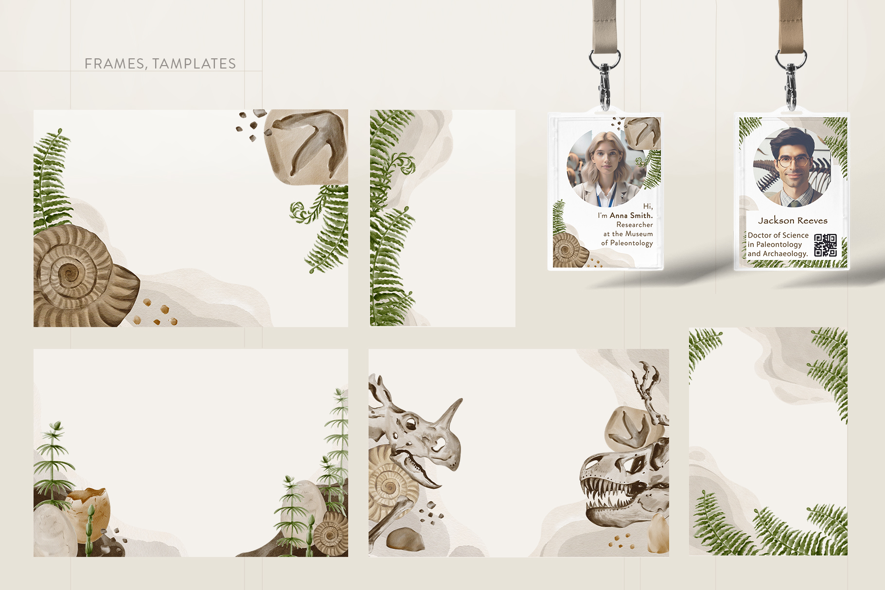 Скелеты динозавров акварельные иллюстрации — Изображение №8 — Брендинг на Dprofile