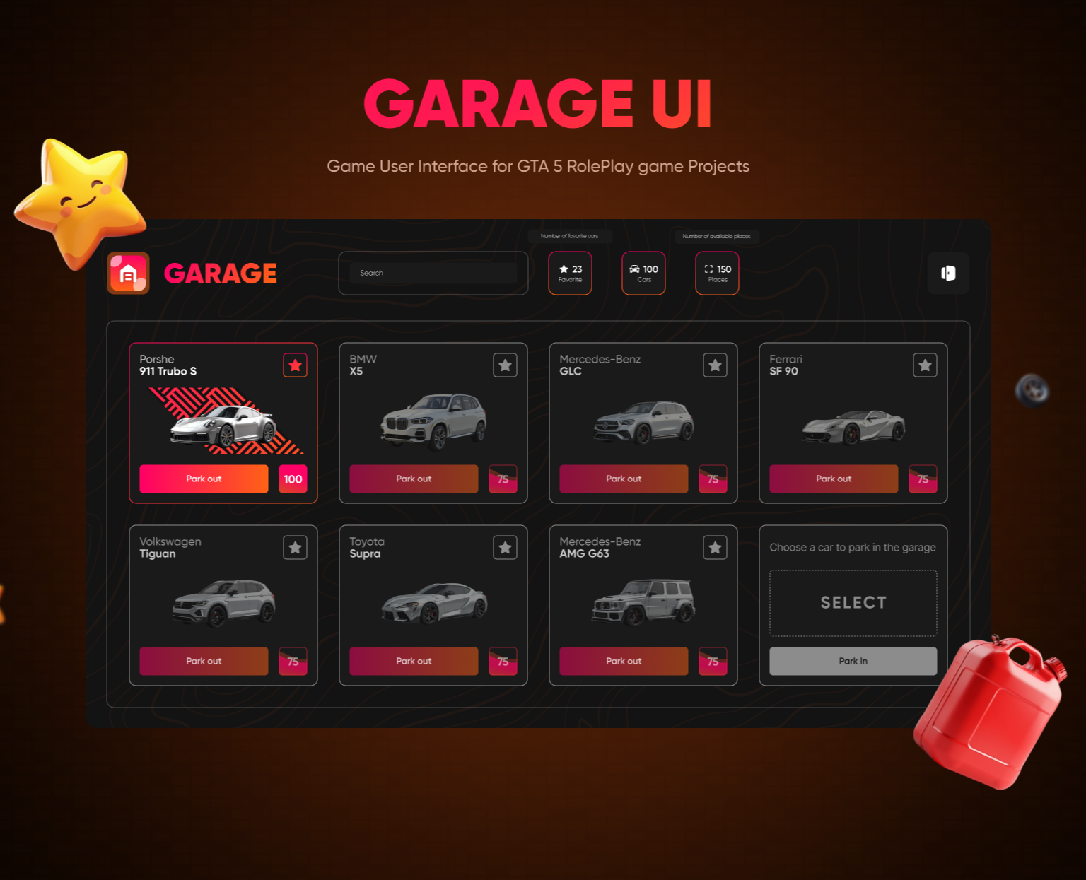 Garage UI - Game UI for GTA V RP Projects — Dprofile