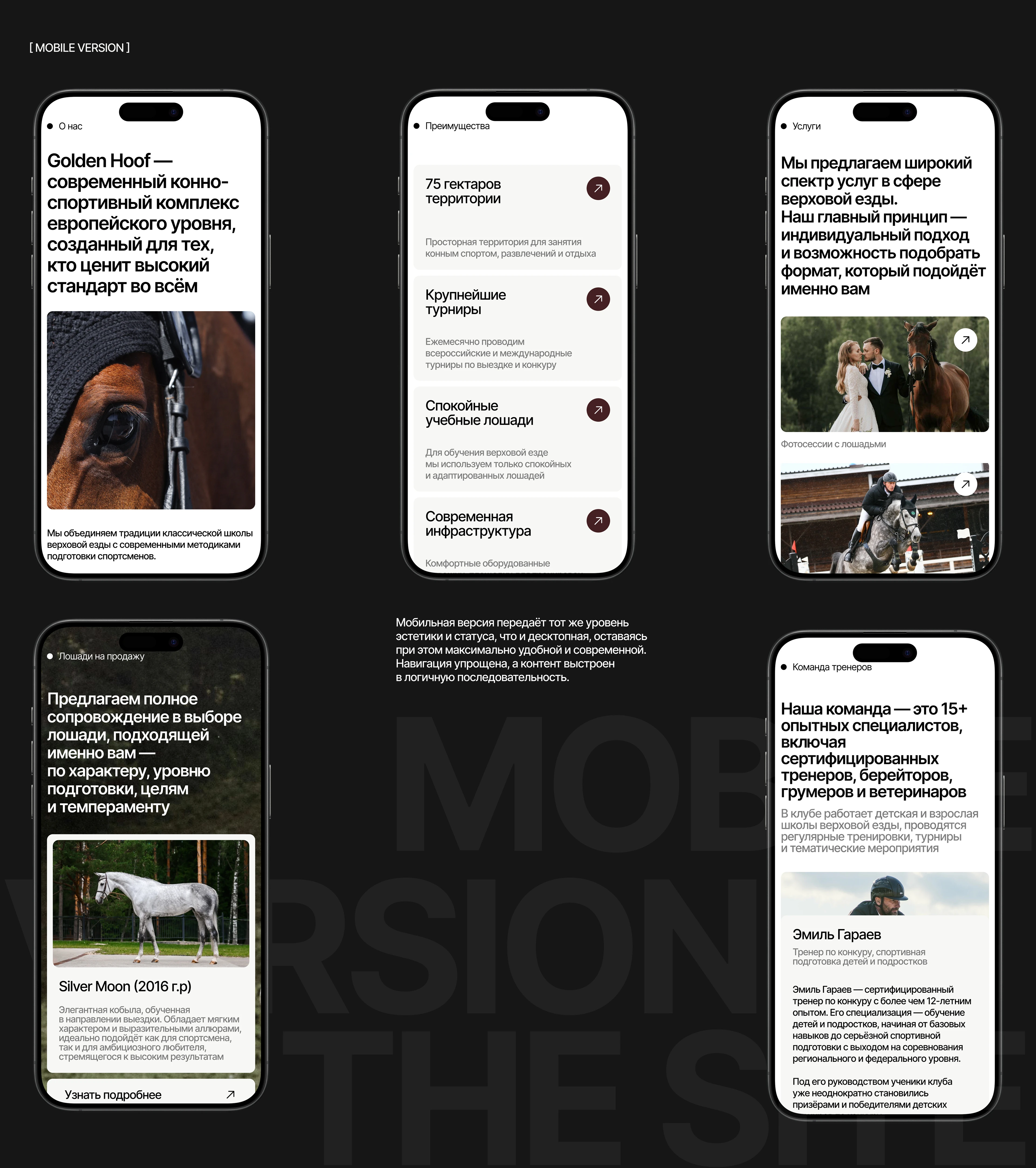 Многостраничный сайт для конного клуба | web design — Изображение №10 — Интерфейсы, Брендинг на Dprofile