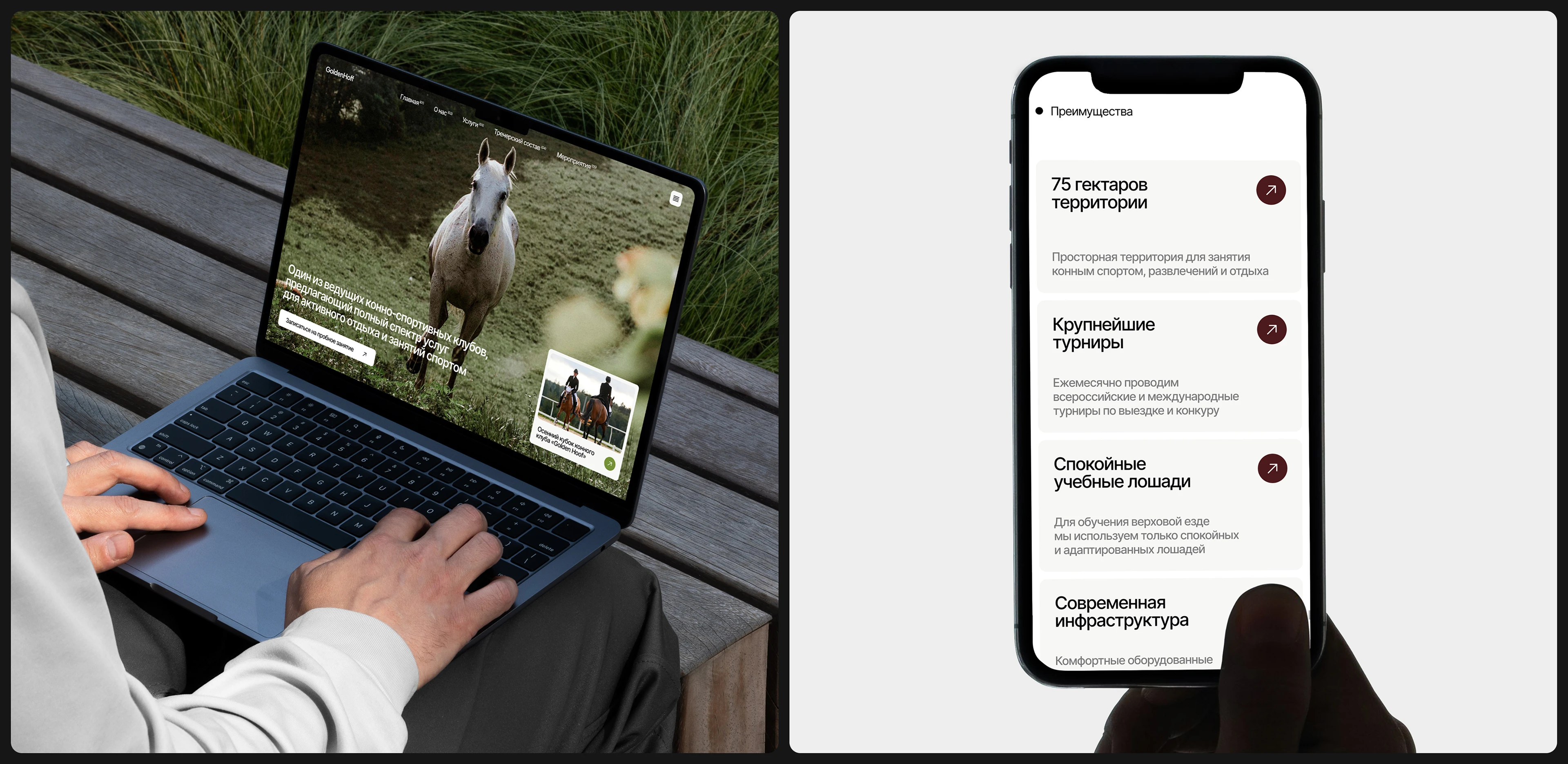 Многостраничный сайт для конного клуба | web design — Изображение №3 — Интерфейсы, Брендинг на Dprofile