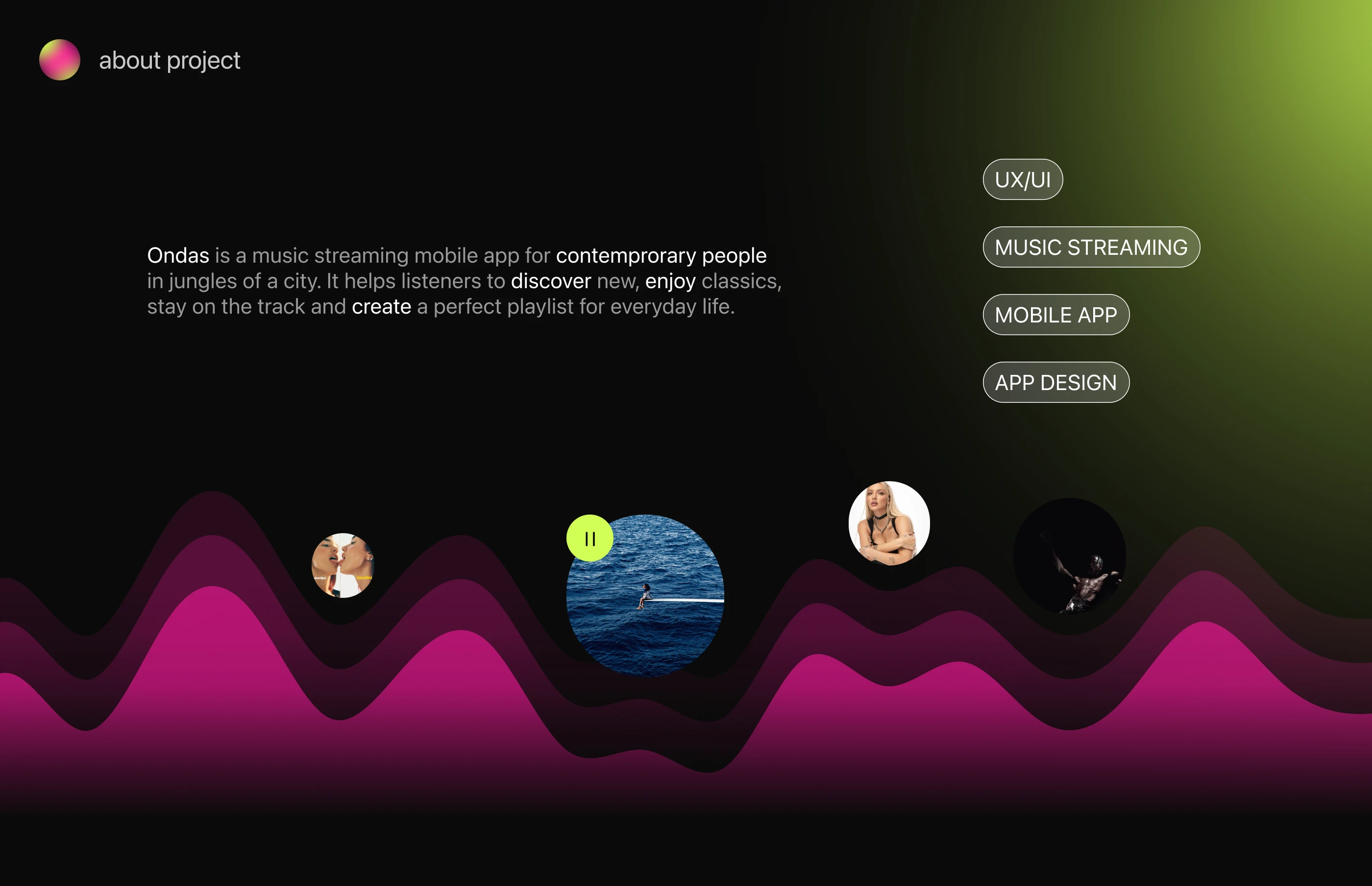 Ondas music streaming app | UX/UI Design — Изображение №2 — Интерфейсы на Dprofile