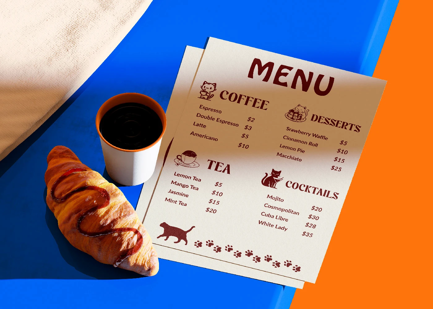 Moonpawl Cafe | Бренд-идентичность кафе с тематикой кошек — Изображение №3 — Брендинг, Графика на Dprofile