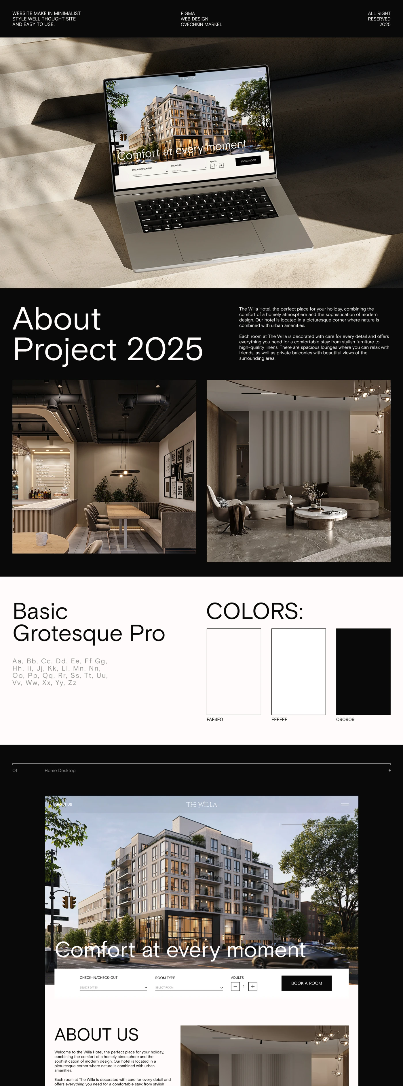 Minimal design Landing page for Hotel — Изображение №1 — Интерфейсы, Брендинг на Dprofile