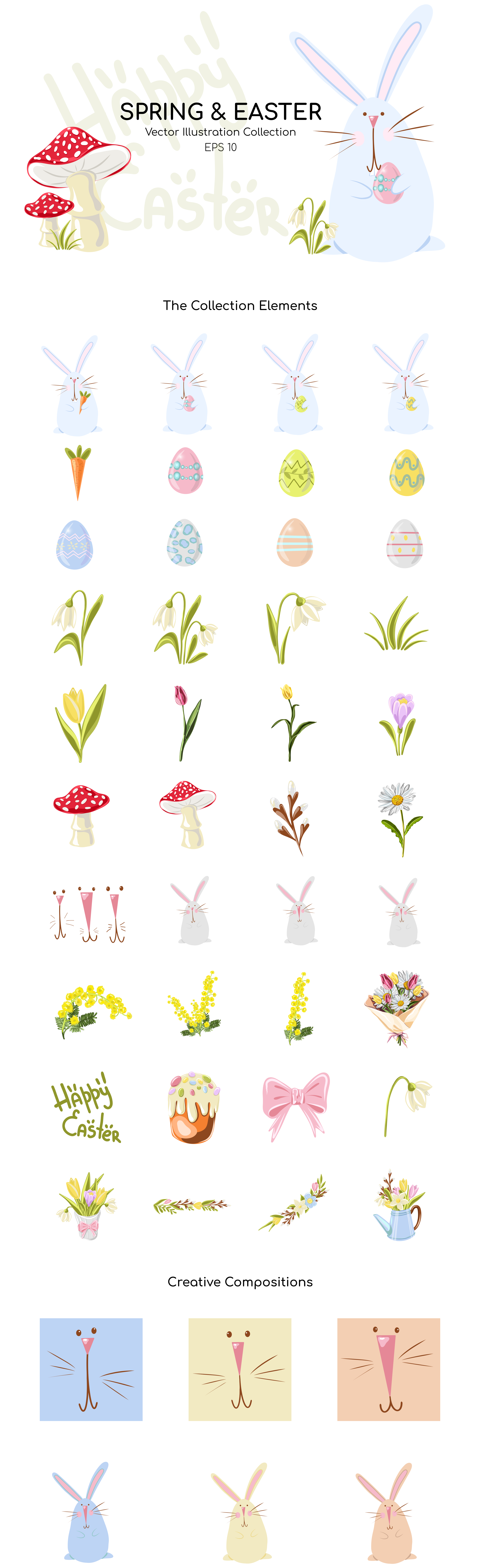 Spring & Easter: Весенняя коллекция векторных иллюстраций — Изображение №1 — Иллюстрация, Промдизайн на Dprofile