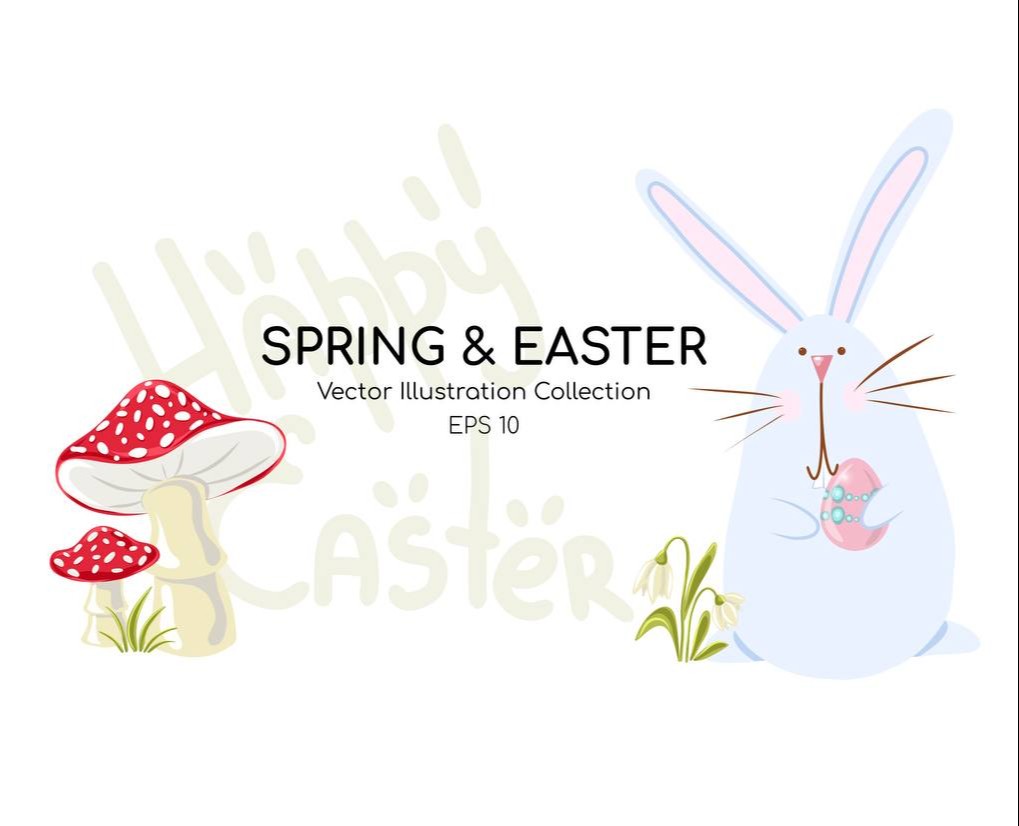 Spring & Easter: Весенняя коллекция векторных иллюстраций — Иллюстрация, Промдизайн на Dprofile