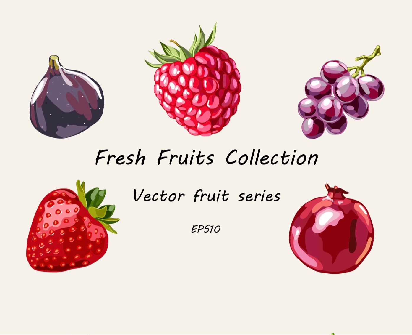 Fresh Fruits: коллекция сочных векторных фруктов и ягод — Иллюстрация, Промдизайн на Dprofile