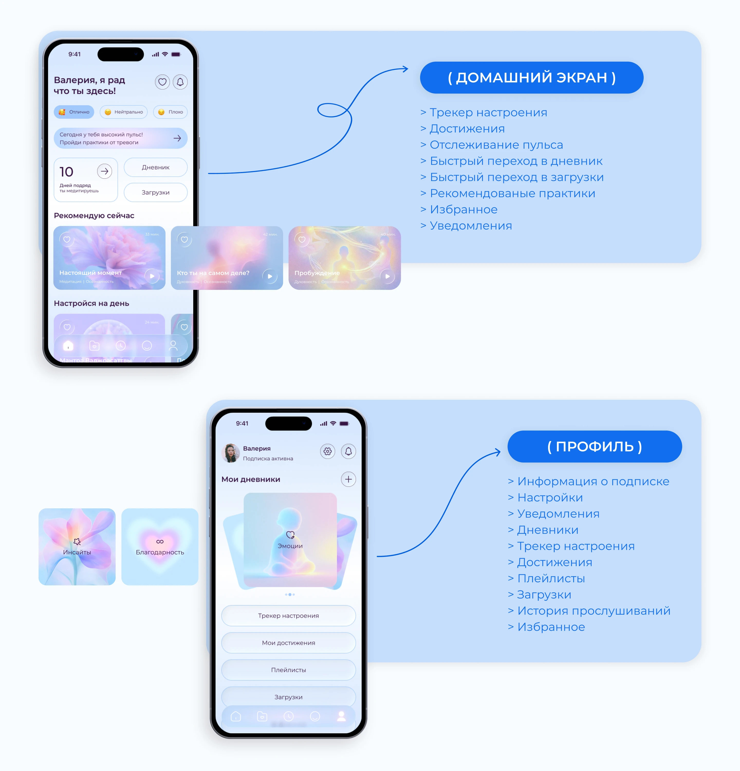 Тишина - приложение для медитаций. Meditation app. — Изображение №12 — Интерфейсы, Иллюстрация на Dprofile