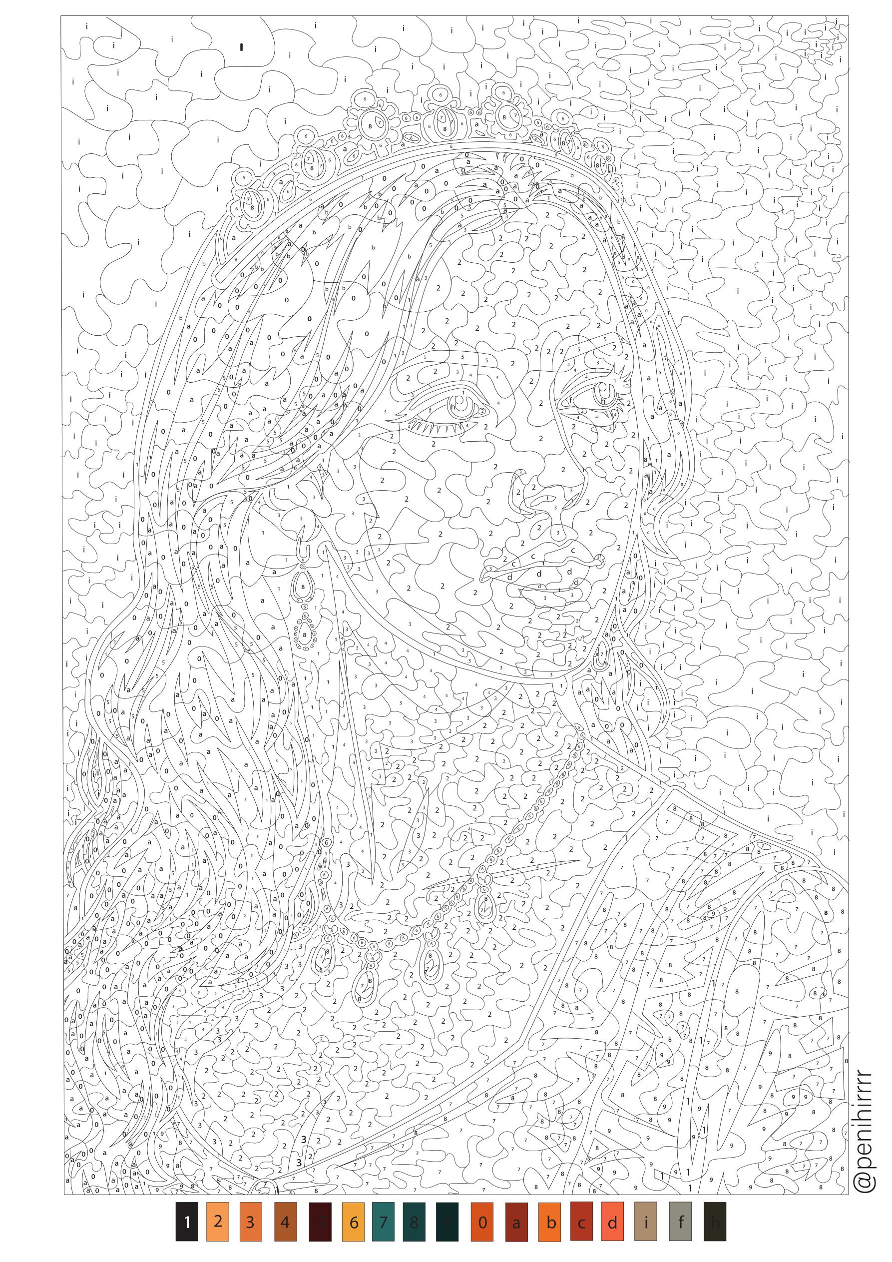 Портретная раскраска по номерам в стиле Hachette — Изображение №2 — Иллюстрация на Dprofile