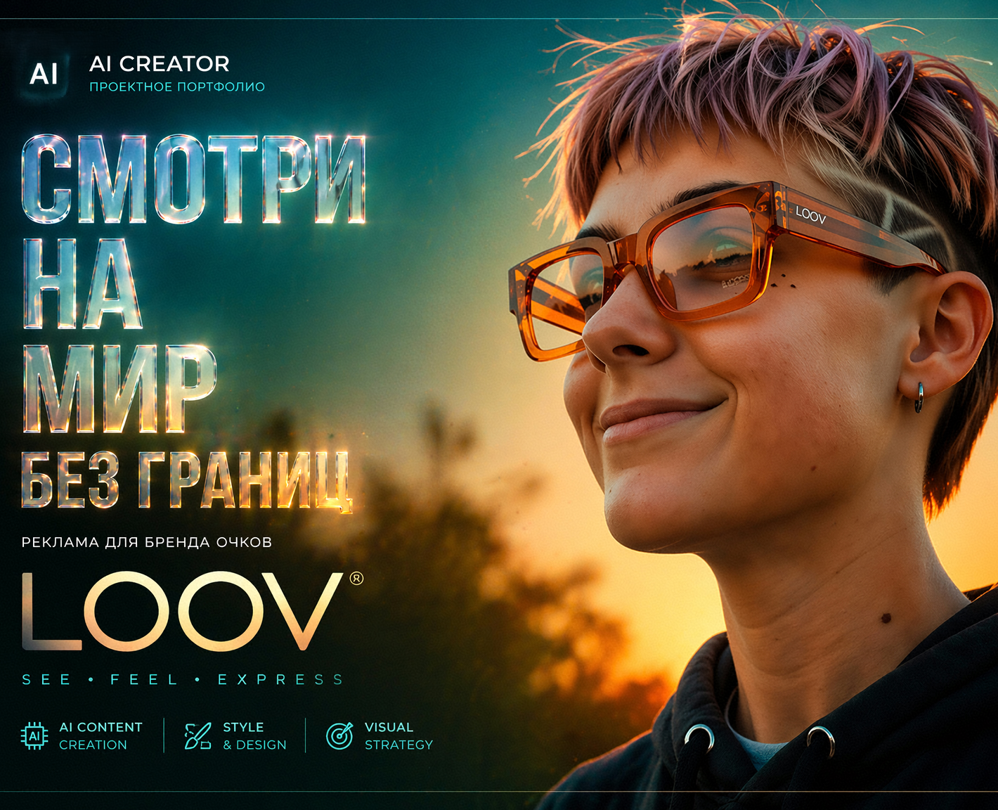 Видео проект рекламы для бренда очков LOOV — Маркетинг, Нейро на Dprofile
