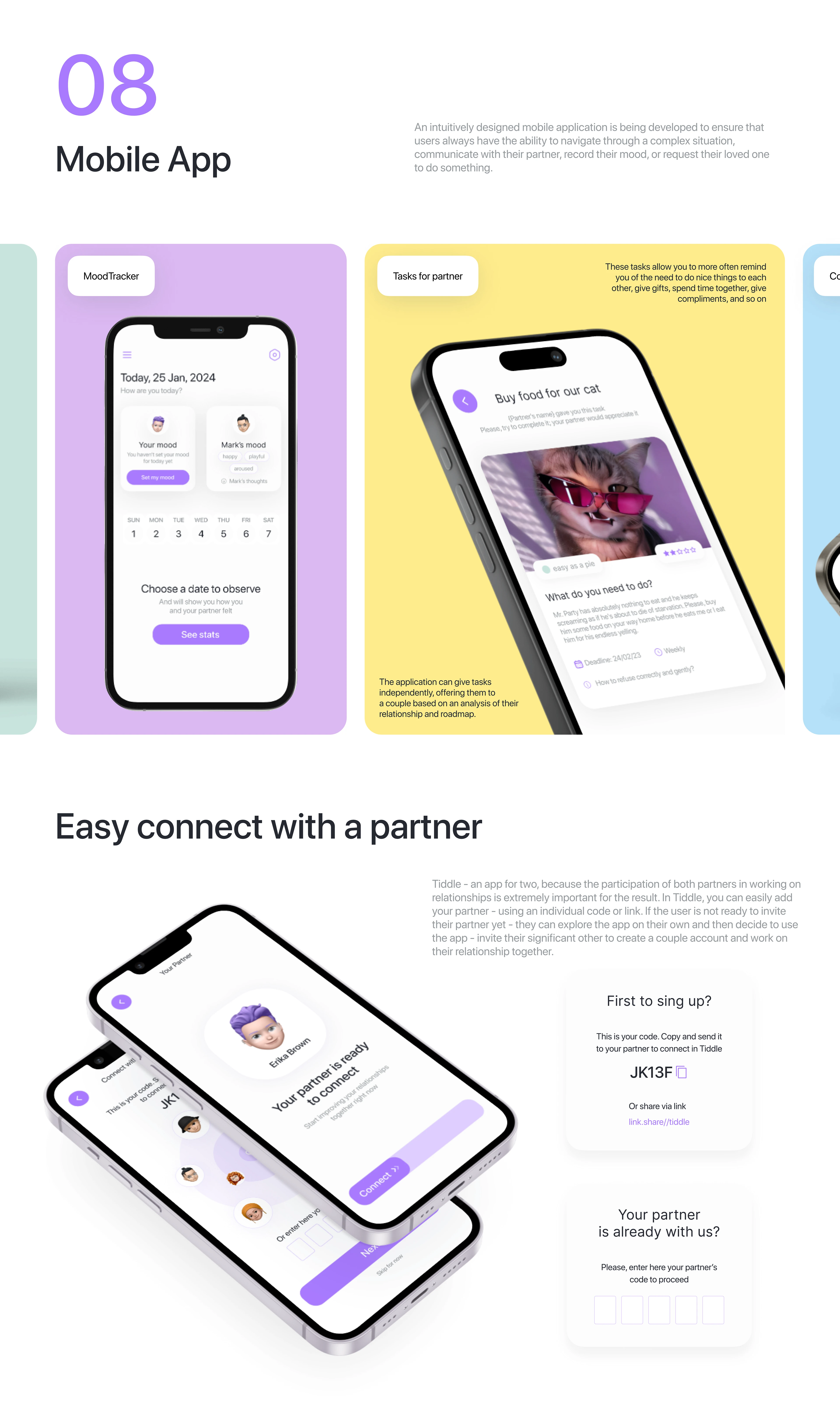 Tiddle — Relationship & Emotional Wellbeing App — Изображение №12 — Интерфейсы, Брендинг на Dprofile