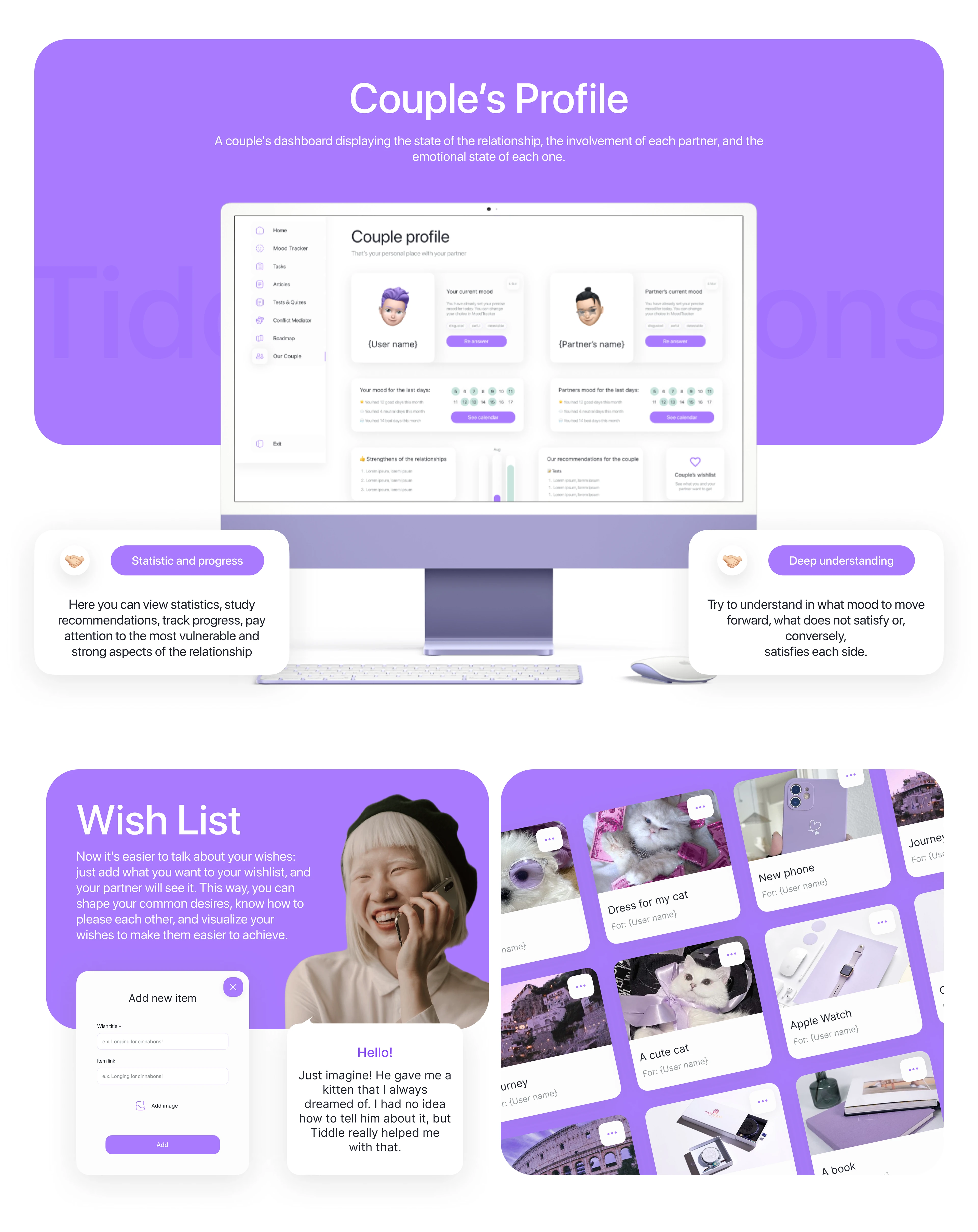 Tiddle — Relationship & Emotional Wellbeing App — Изображение №10 — Интерфейсы, Брендинг на Dprofile