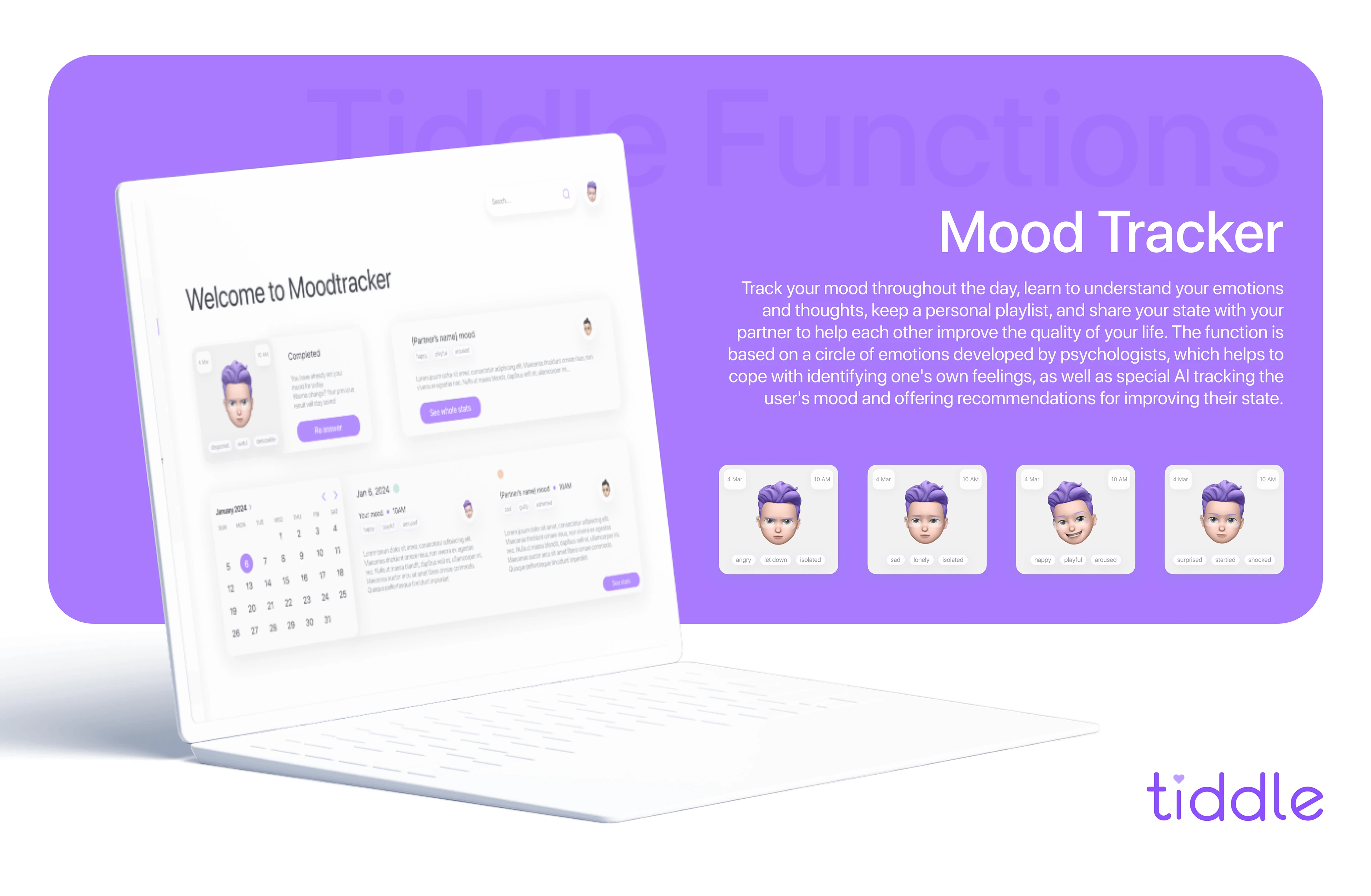 Tiddle — Relationship & Emotional Wellbeing App — Изображение №7 — Интерфейсы, Брендинг на Dprofile