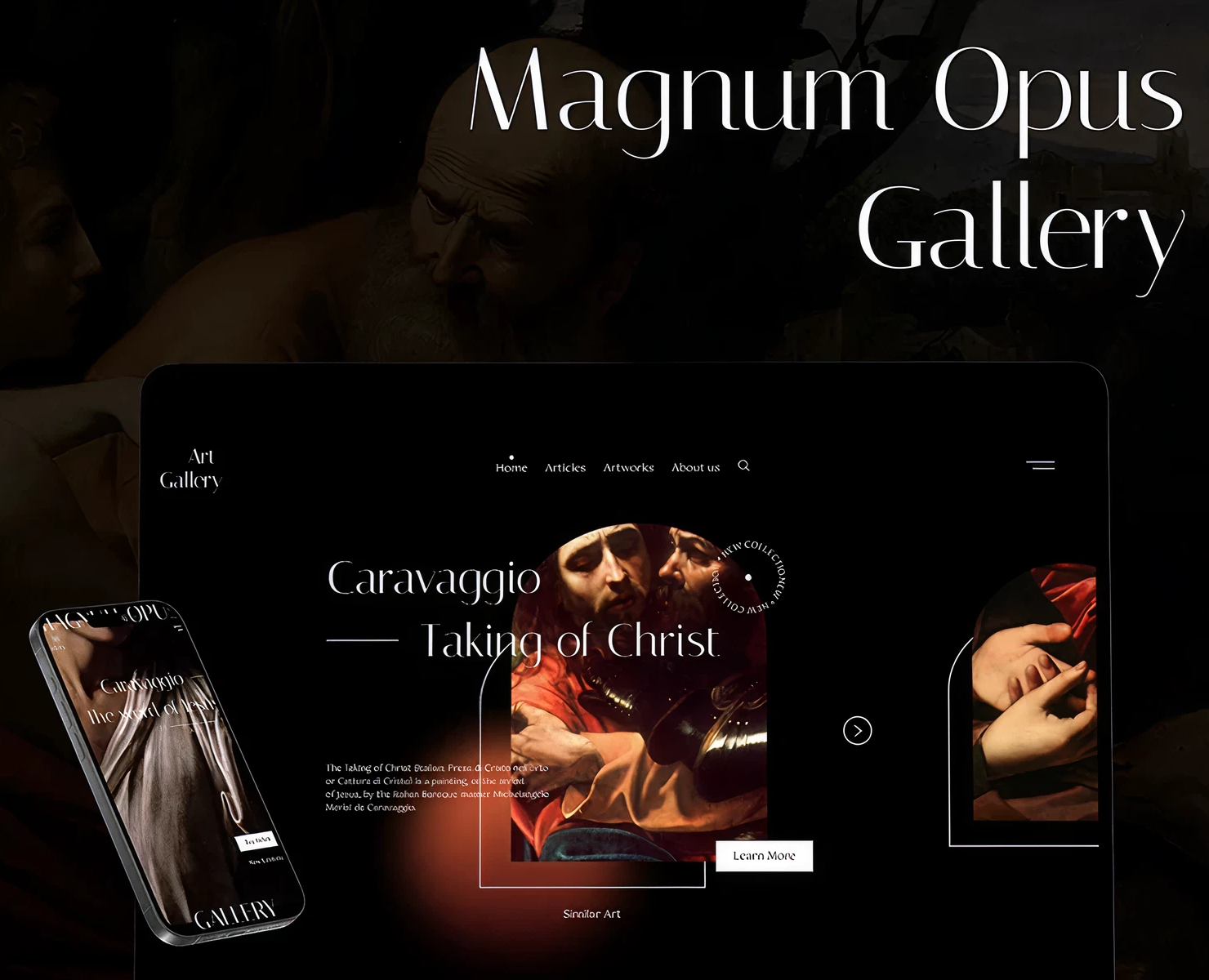 Magnum Opus | Art Gallery Website Concept — Интерфейсы, Анимация на Dprofile
