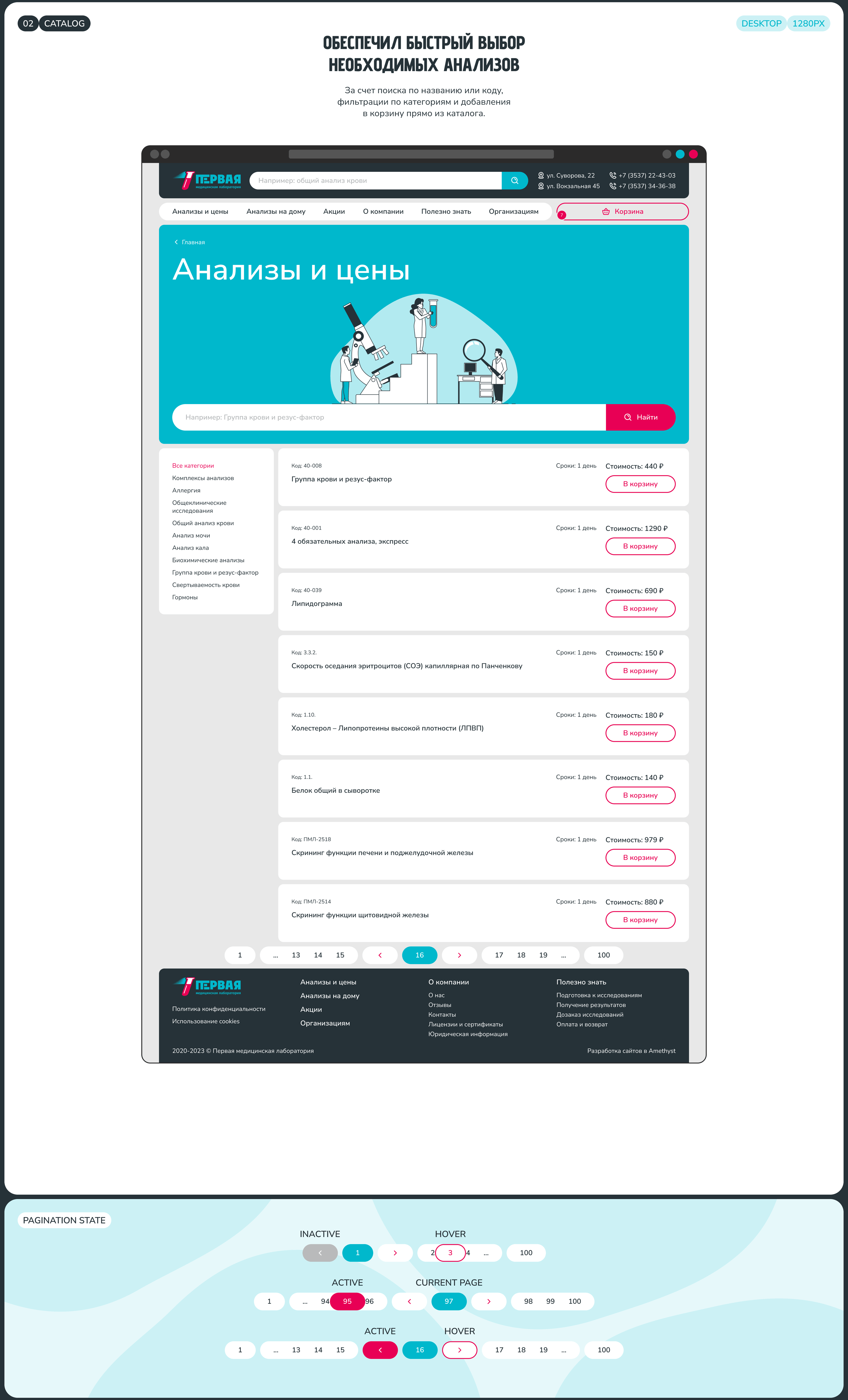 1-ая МедЛаборатория — Сайт & Каталог — Изображение №10 — Интерфейсы на Dprofile