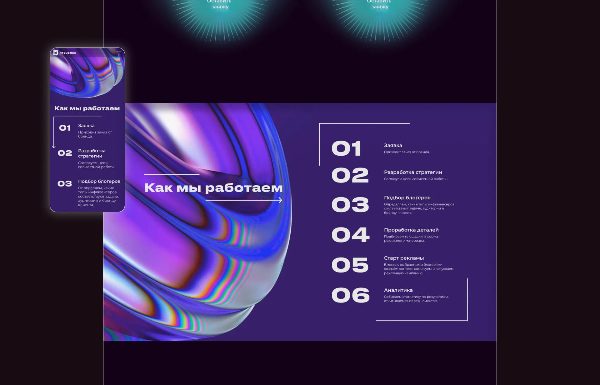 Nfluence | Агентство инфлюенс-маркетинга | Лендинг — Изображение №5 — Интерфейсы, Брендинг на Dprofile