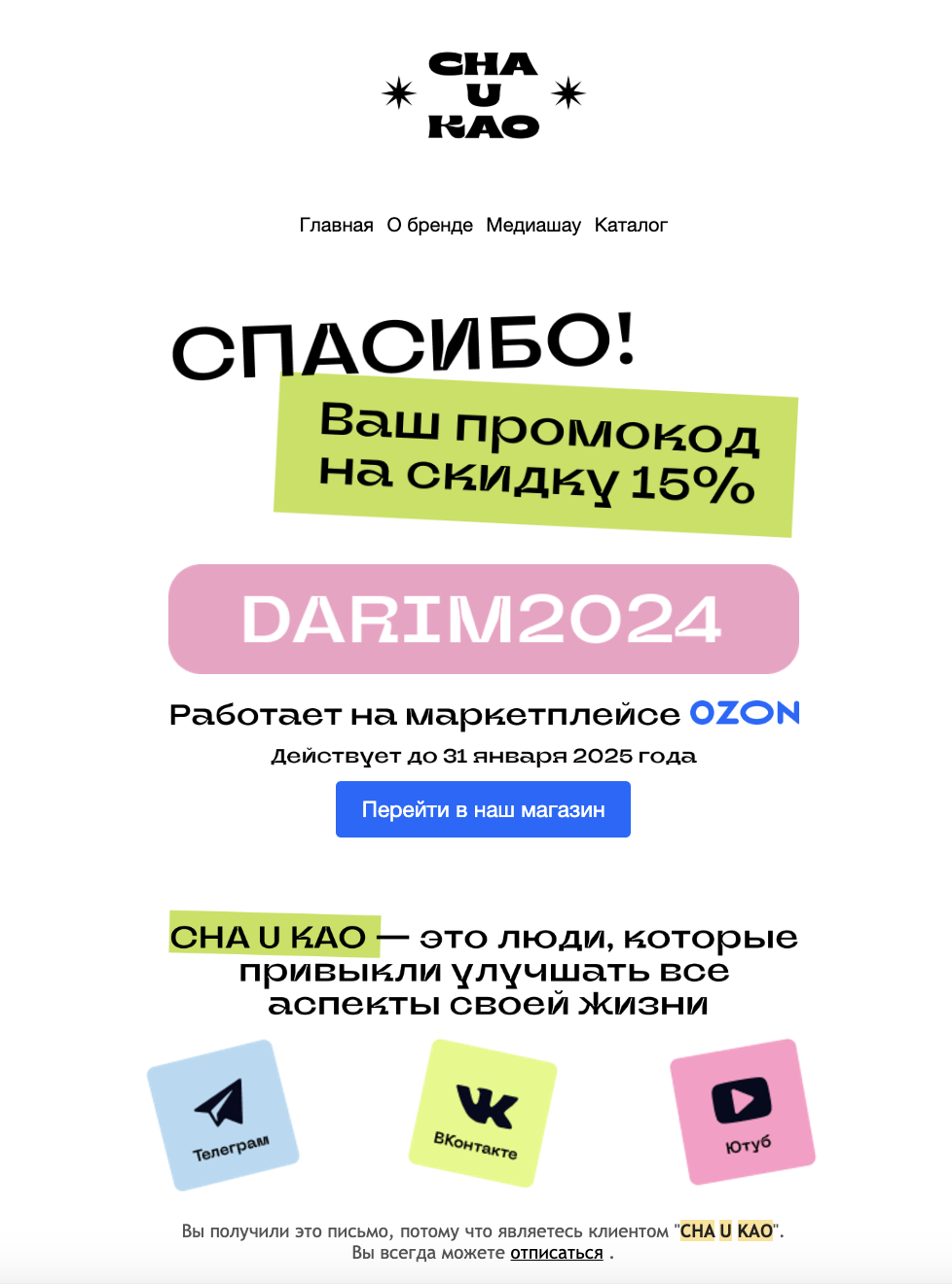 E-mail рассылка для кредитивного бренда CHA U KAO — Изображение №4 — Интерфейсы, Графика на Dprofile