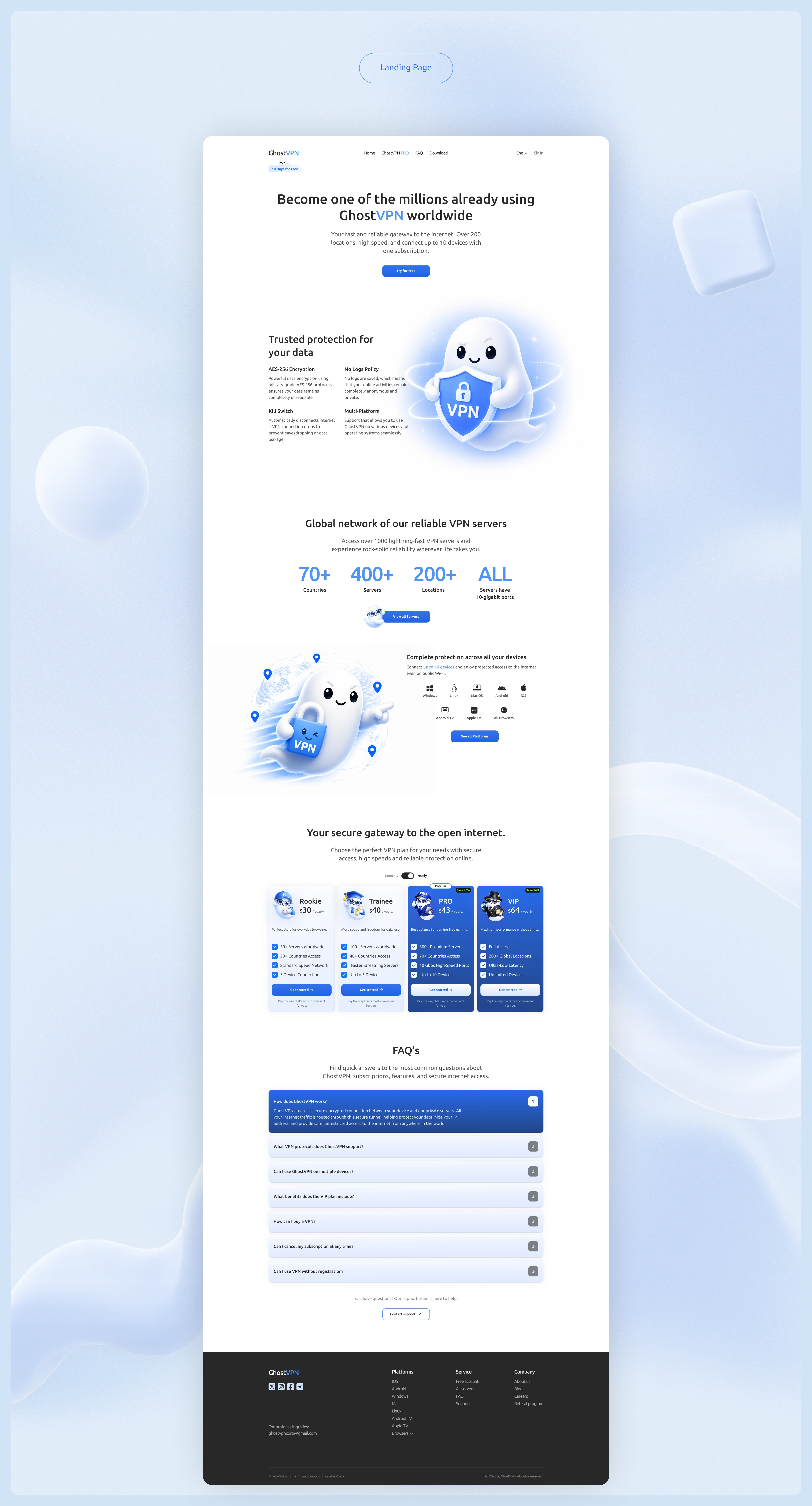 UX/UI Design GhostVPN — Изображение №6 — Интерфейсы на Dprofile