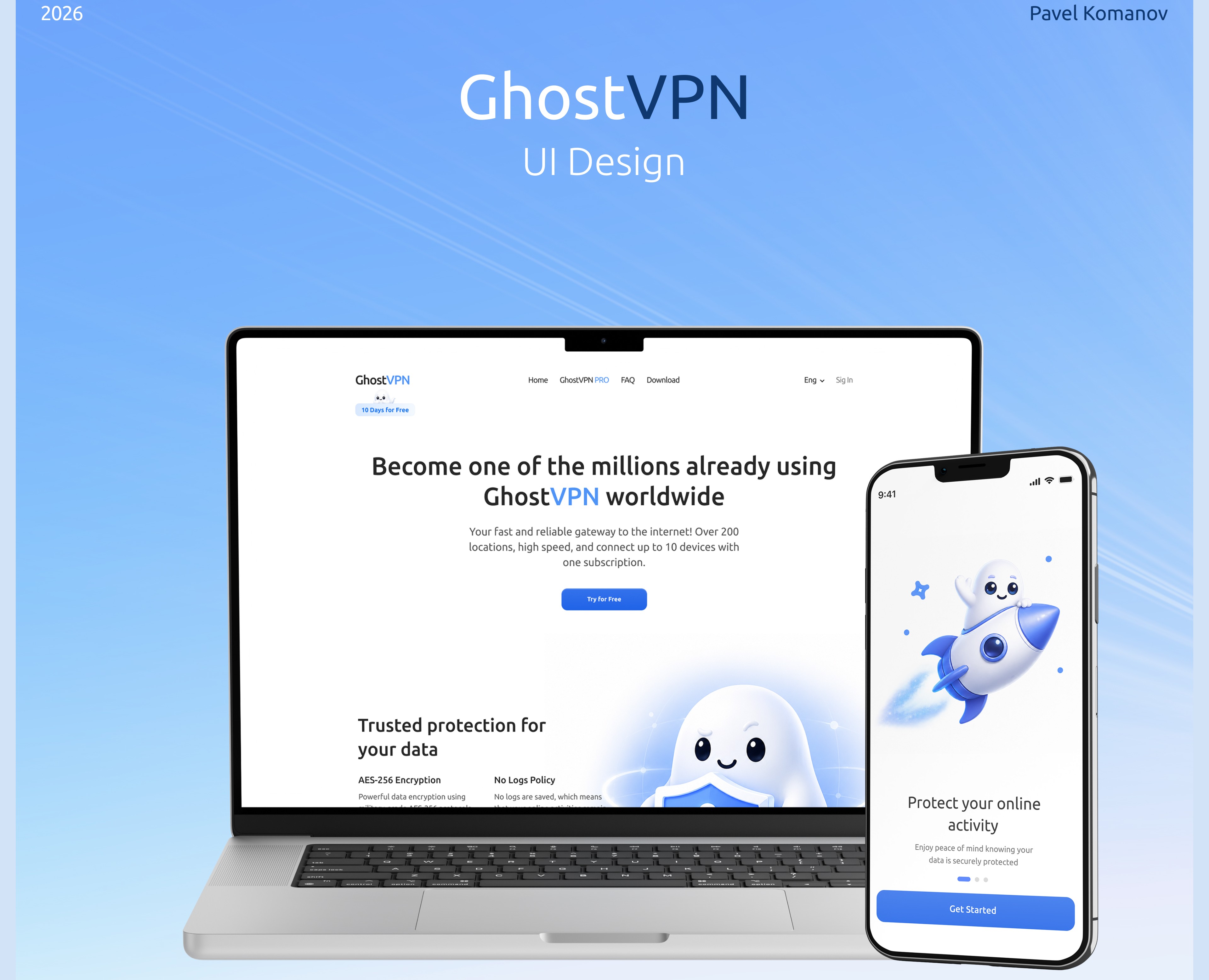 UX/UI Design GhostVPN — Интерфейсы на Dprofile