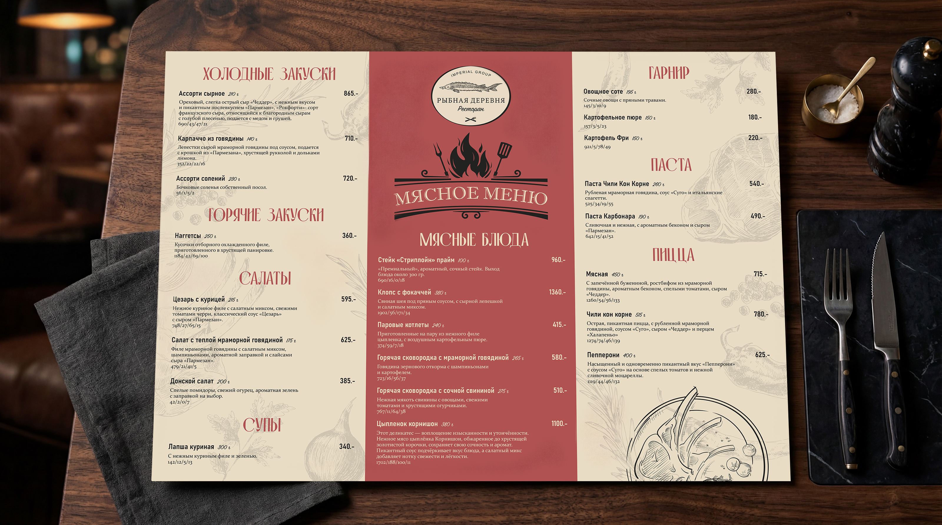 Меню для ресторана "Рыбная деревня" — Изображение №5 — Брендинг, Графика на Dprofile