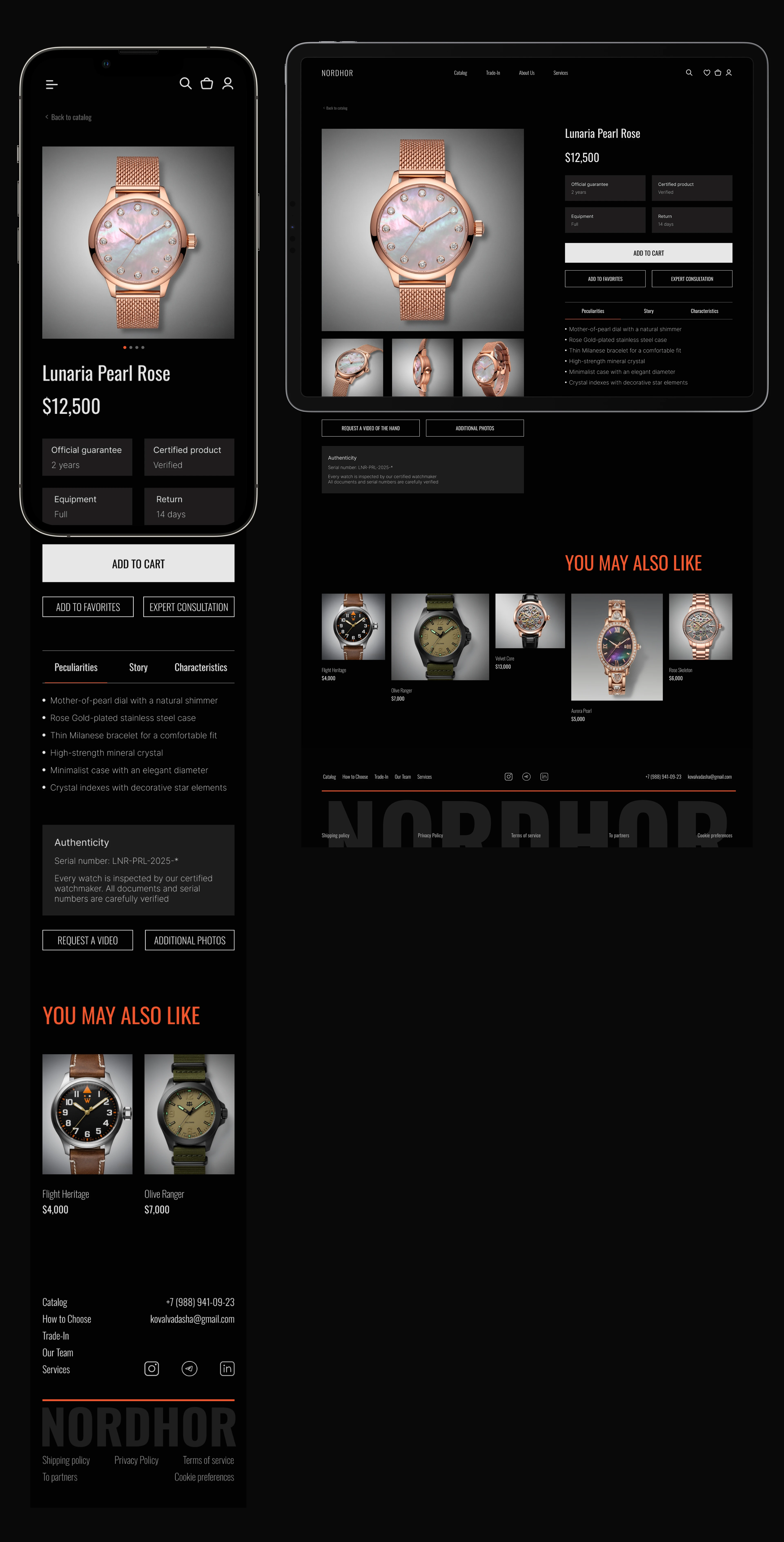 NORDHOR — Luxury Watch E-commerce Experience — Изображение №8 — Интерфейсы на Dprofile