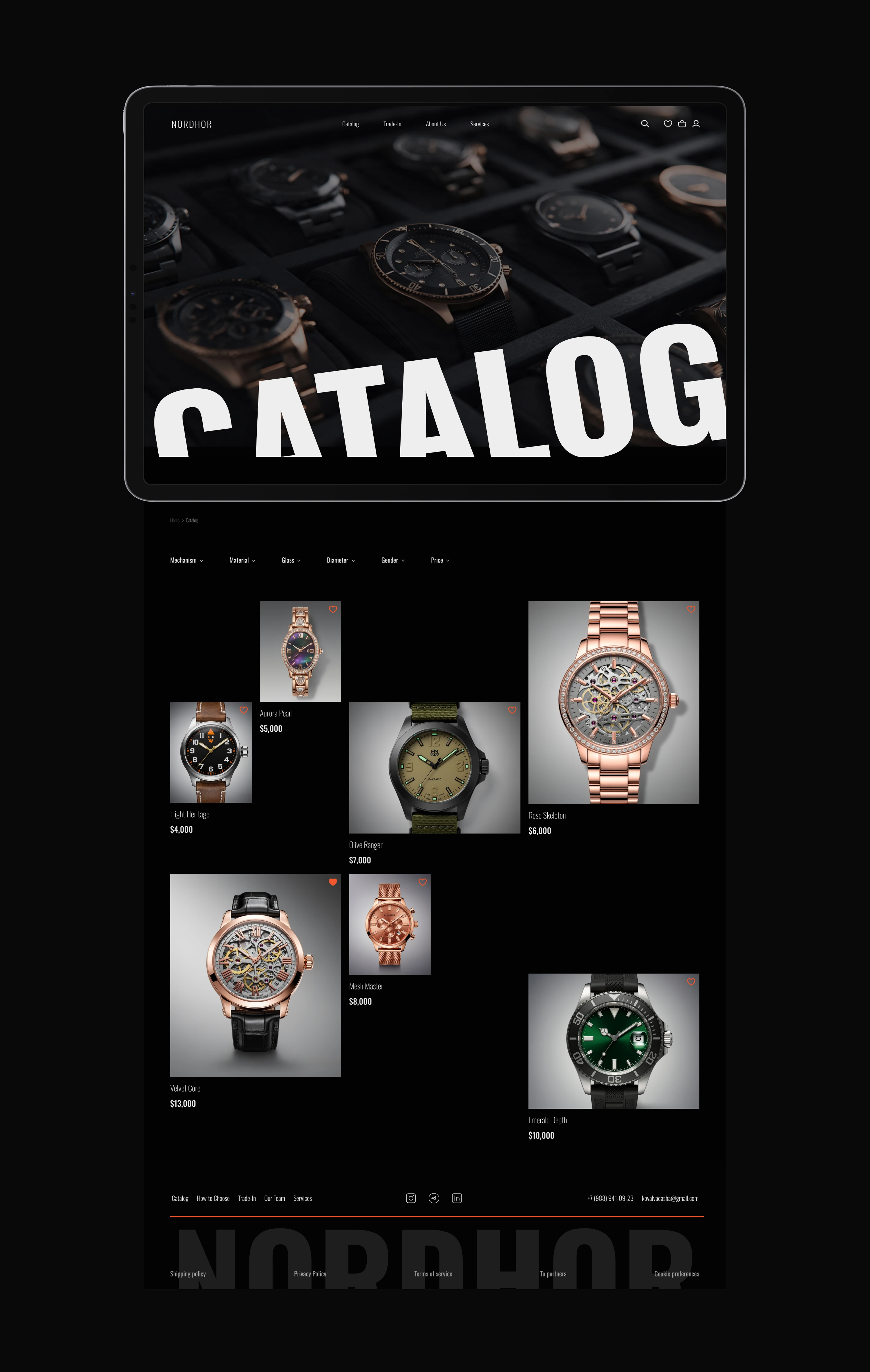 NORDHOR — Luxury Watch E-commerce Experience — Изображение №6 — Интерфейсы на Dprofile
