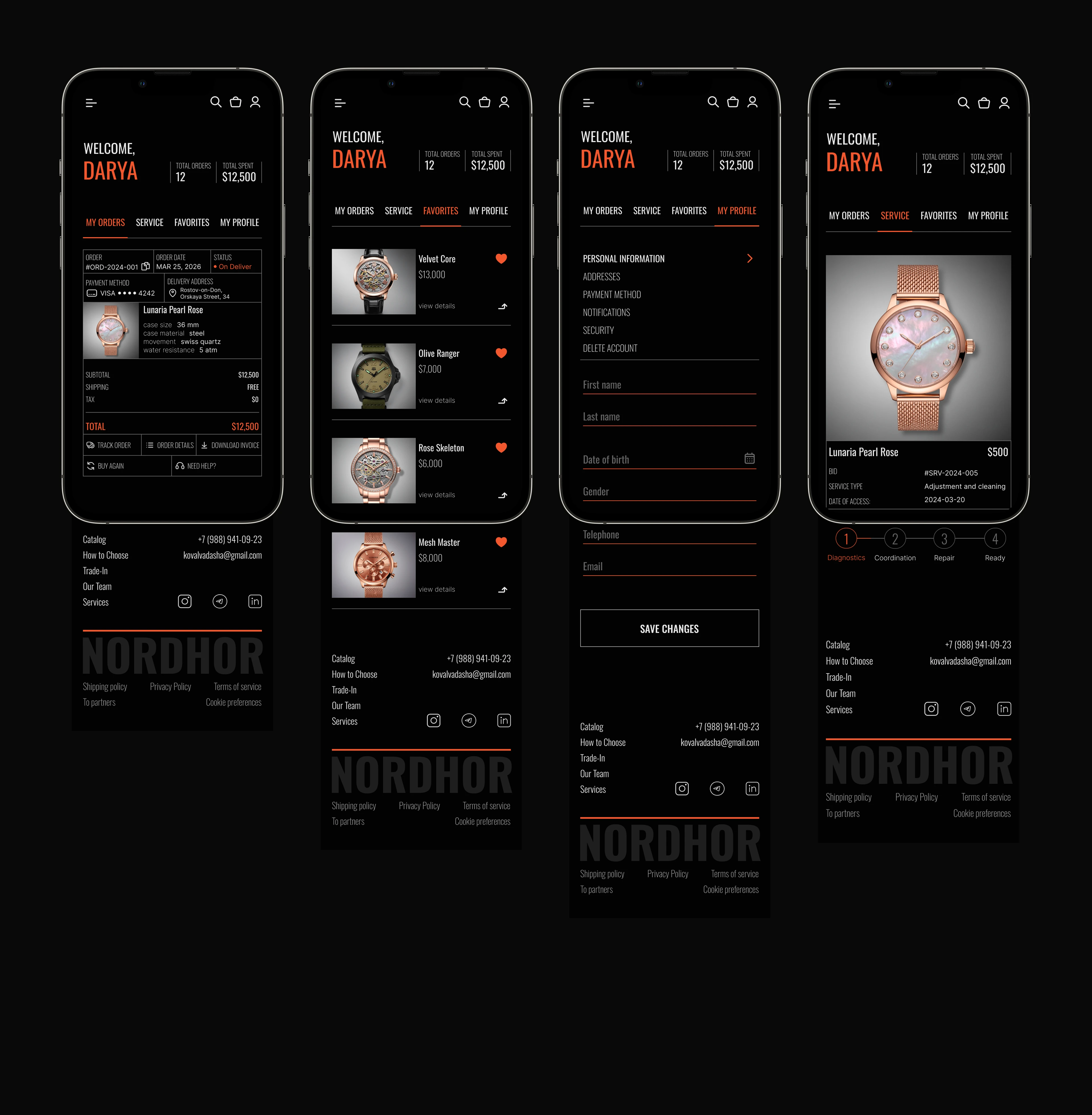 NORDHOR — Luxury Watch E-commerce Experience — Изображение №14 — Интерфейсы на Dprofile