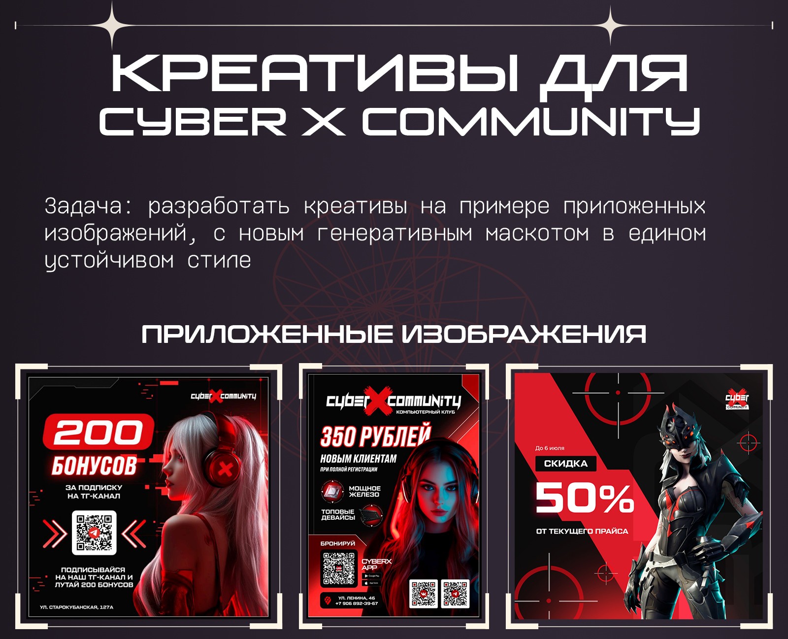 Креативы для CYBER X COMMUNITY — Интерфейсы, Маркетинг на Dprofile