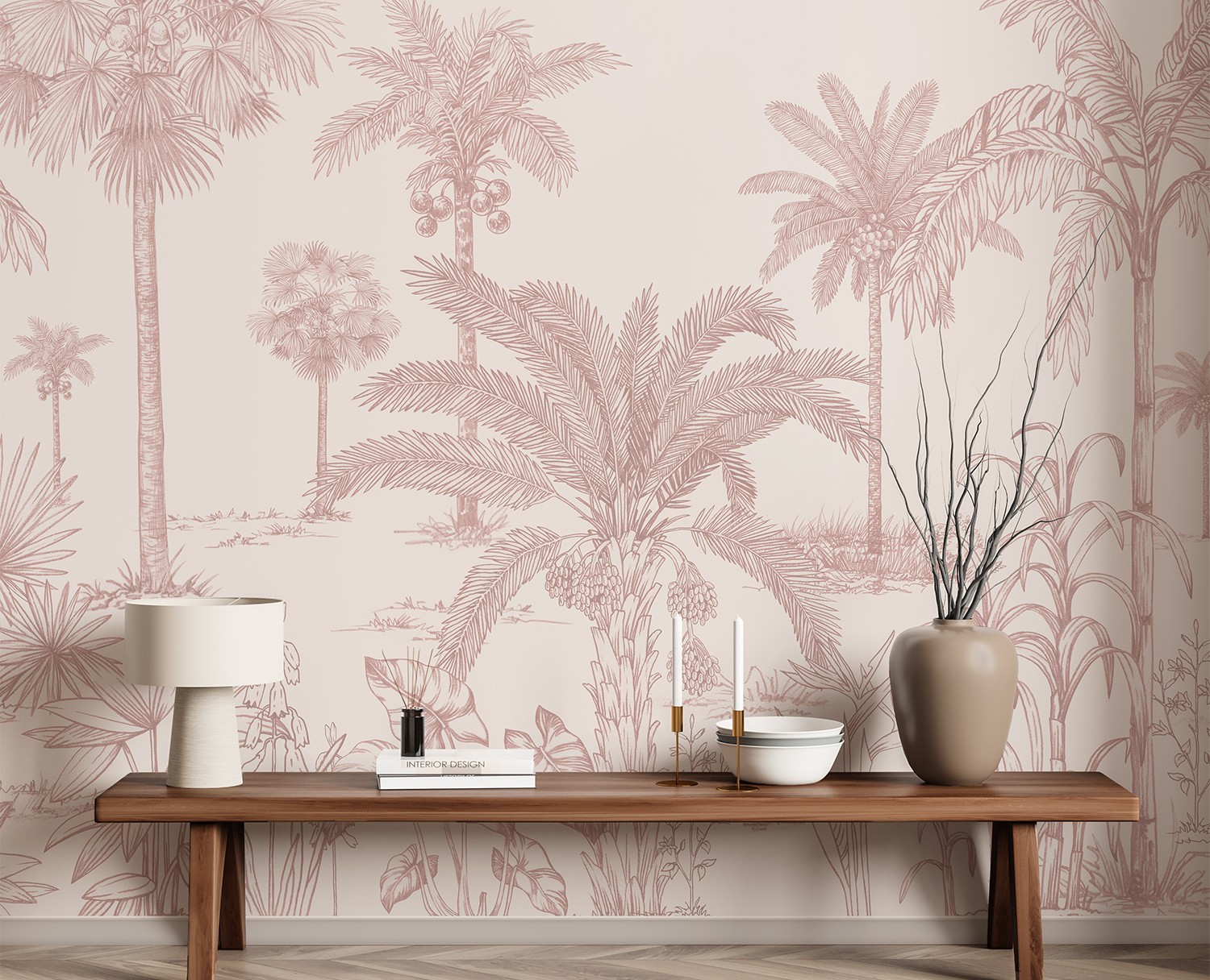 Дизайн обоев "Vintage Palmscape" — Иллюстрация, Графика на Dprofile