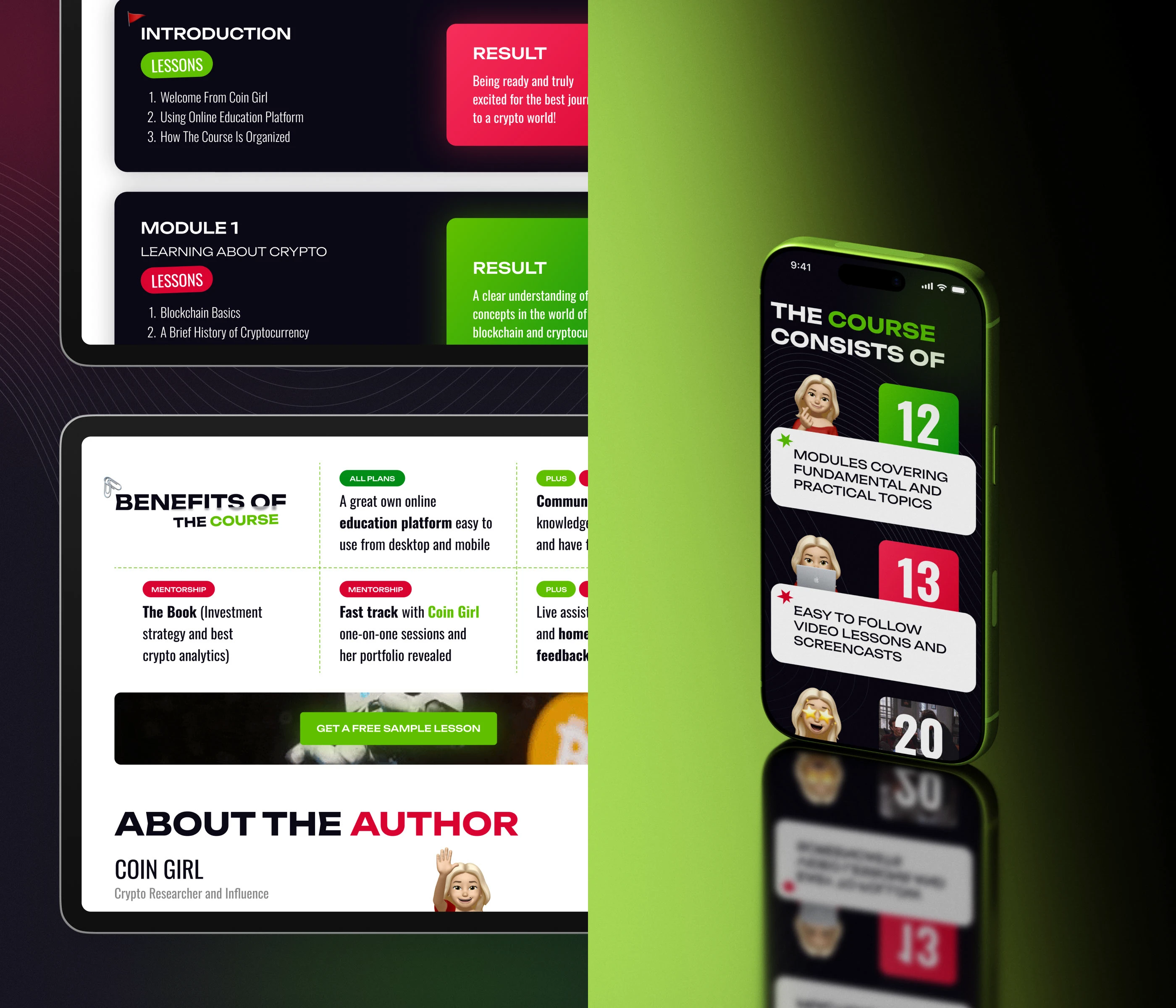 Crypto Newbie — лендинг для курса по криптовалюте — Изображение №4 — Интерфейсы, Графика на Dprofile