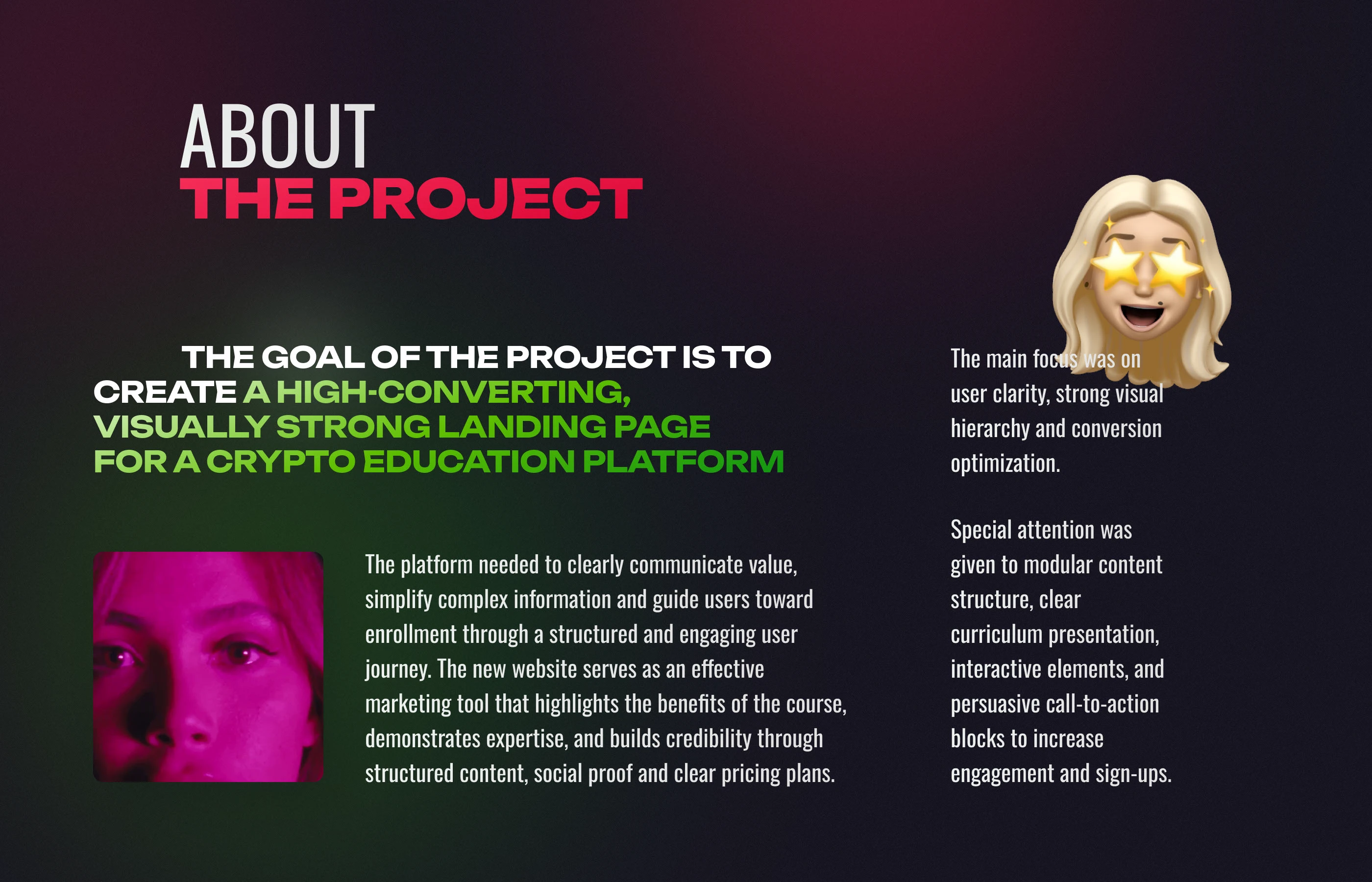 Crypto Newbie — лендинг для курса по криптовалюте — Изображение №2 — Интерфейсы, Графика на Dprofile