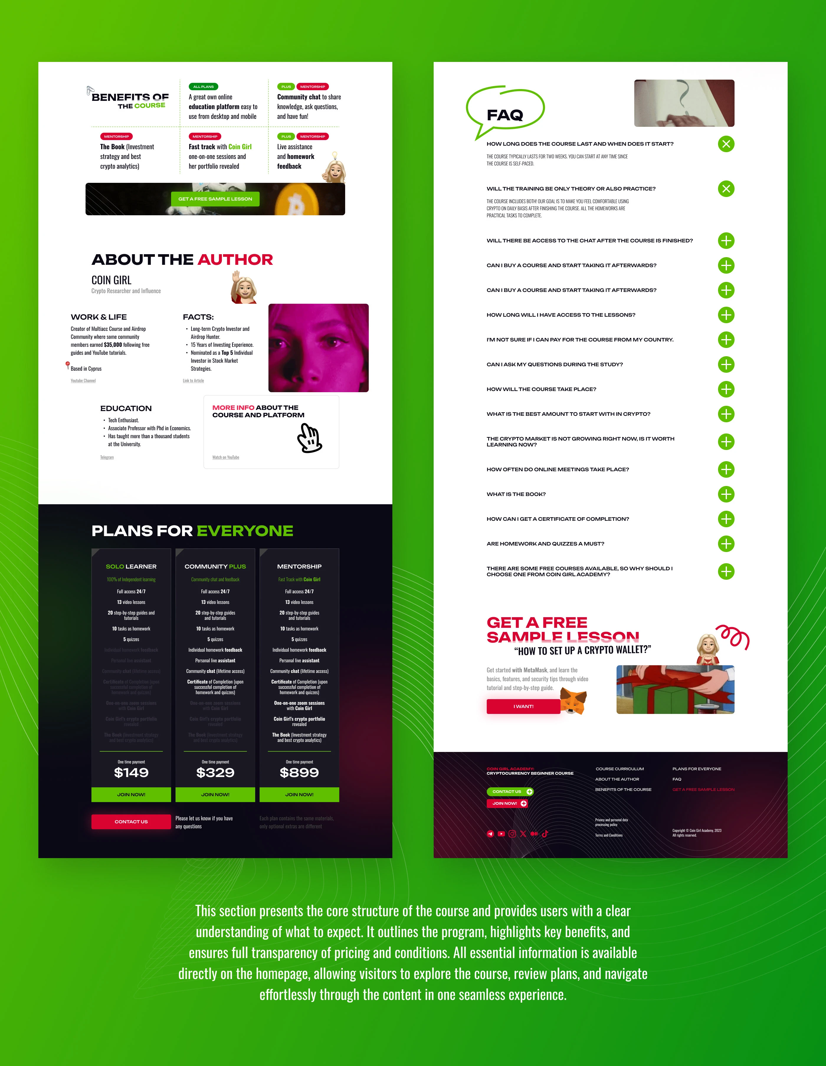 Crypto Newbie — лендинг для курса по криптовалюте — Изображение №9 — Интерфейсы, Графика на Dprofile