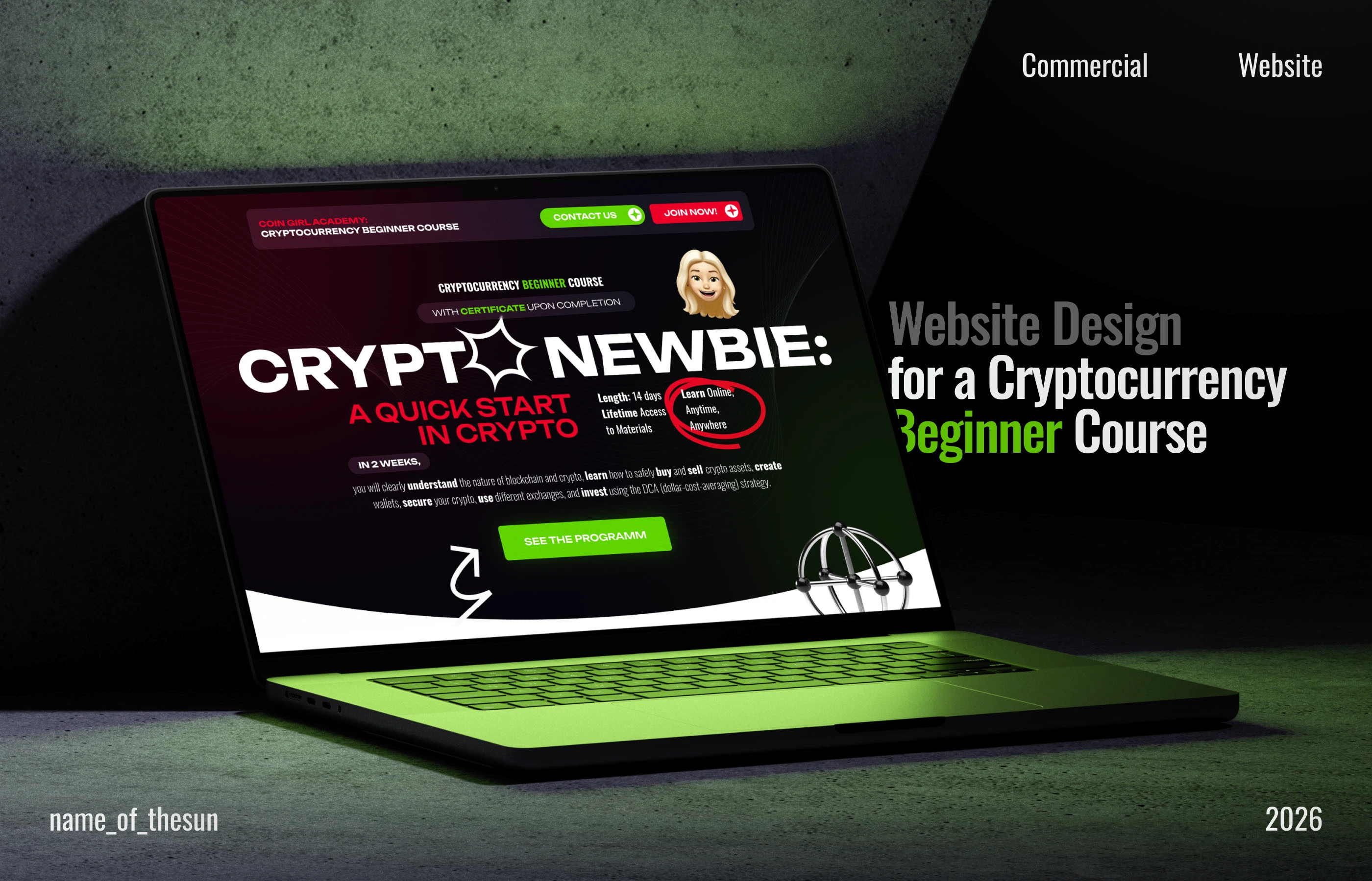 Crypto Newbie — лендинг для курса по криптовалюте — Изображение №1 — Интерфейсы, Графика на Dprofile