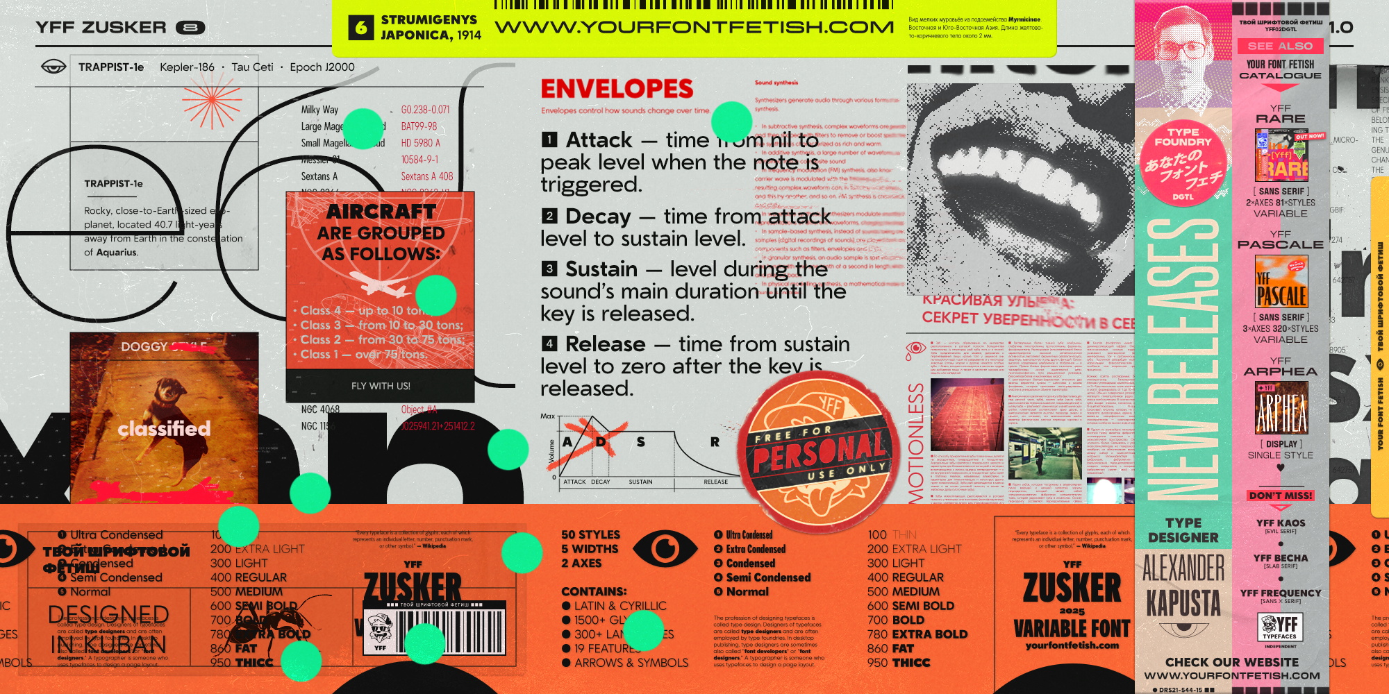 YFF Zusker Вариативный шрифт (FREE PERSONAL USE) — Изображение №9 — Графика на Dprofile