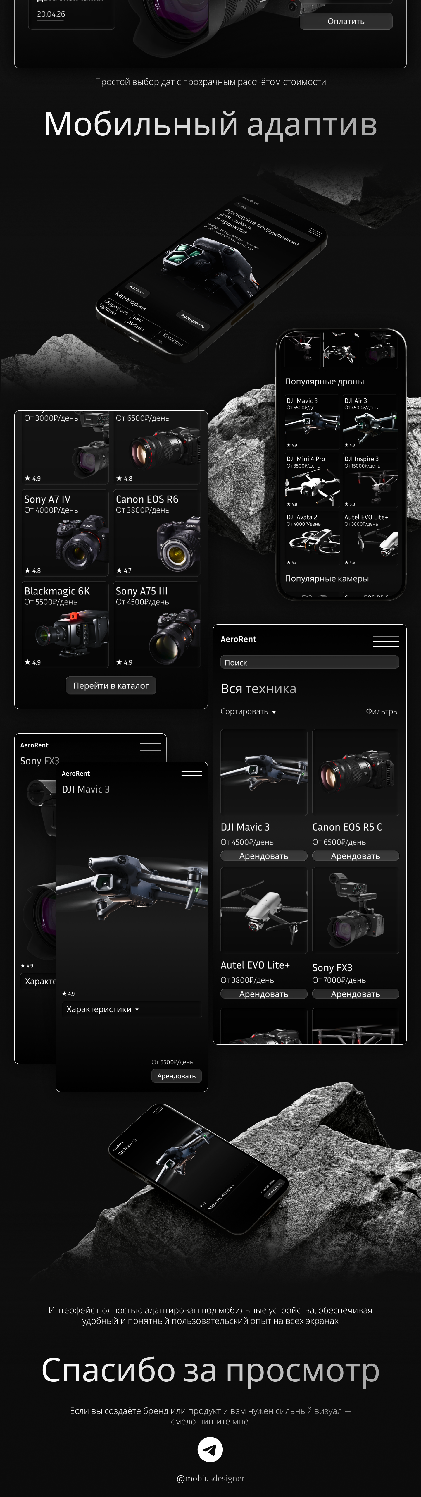 AeroRent — платформа аренды дронов и камер — Изображение №3 — Интерфейсы, Брендинг на Dprofile