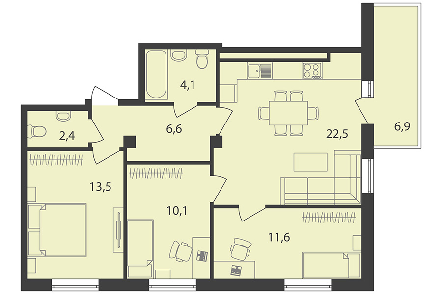 Отрисовка планировок. Поквартирные планы — Изображение №2 — Графика, Архитектура на Dprofile