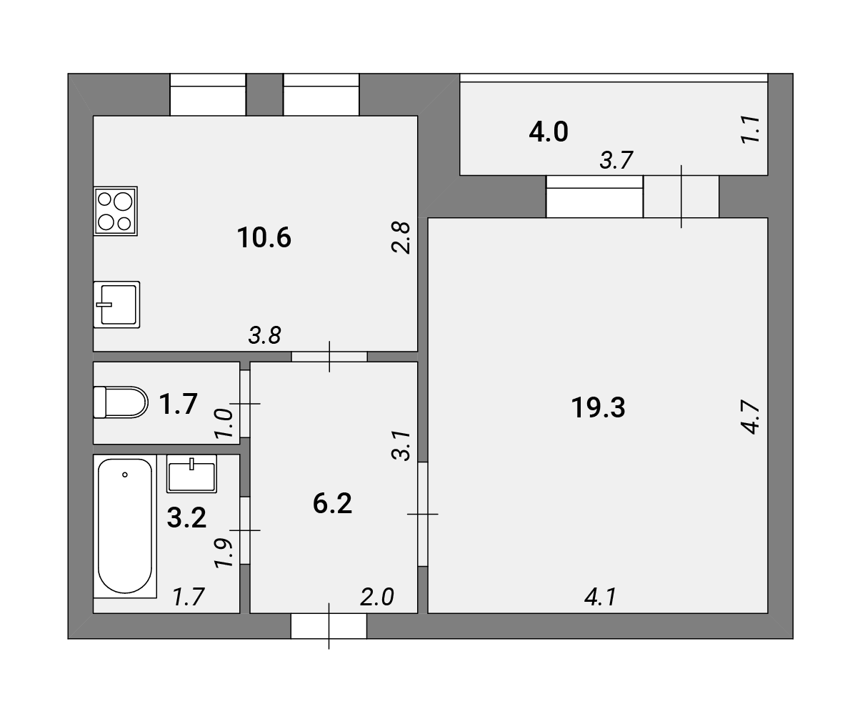 Отрисовка планировок. Поквартирные планы — Изображение №5 — Графика, Архитектура на Dprofile