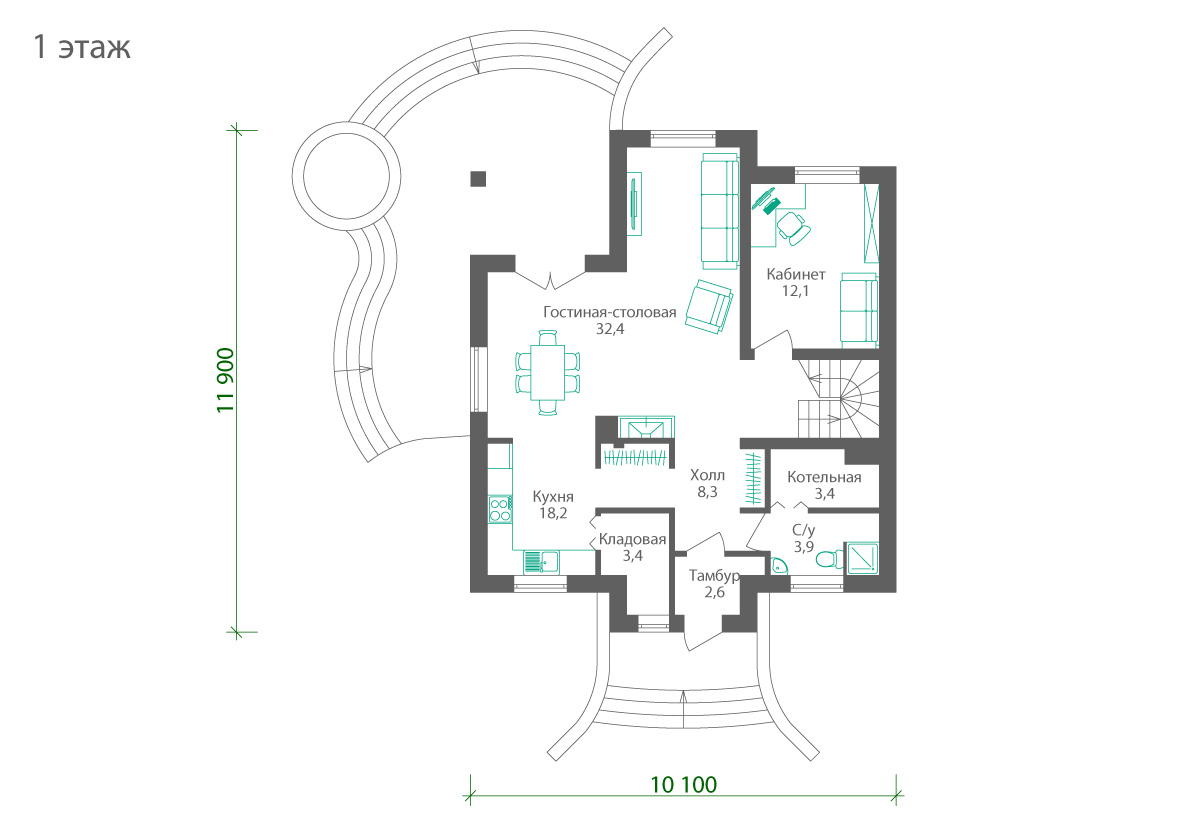 Отрисовка планировок. Поэтажные планы — Изображение №9 — Графика, Архитектура на Dprofile