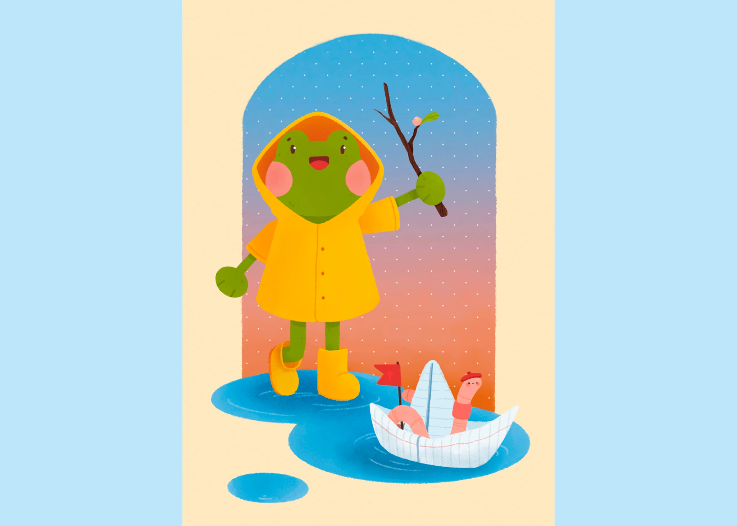 «Прыг-скок по лужам: путешествие с друзьями» — Изображение №1 — Иллюстрация, Графика на Dprofile