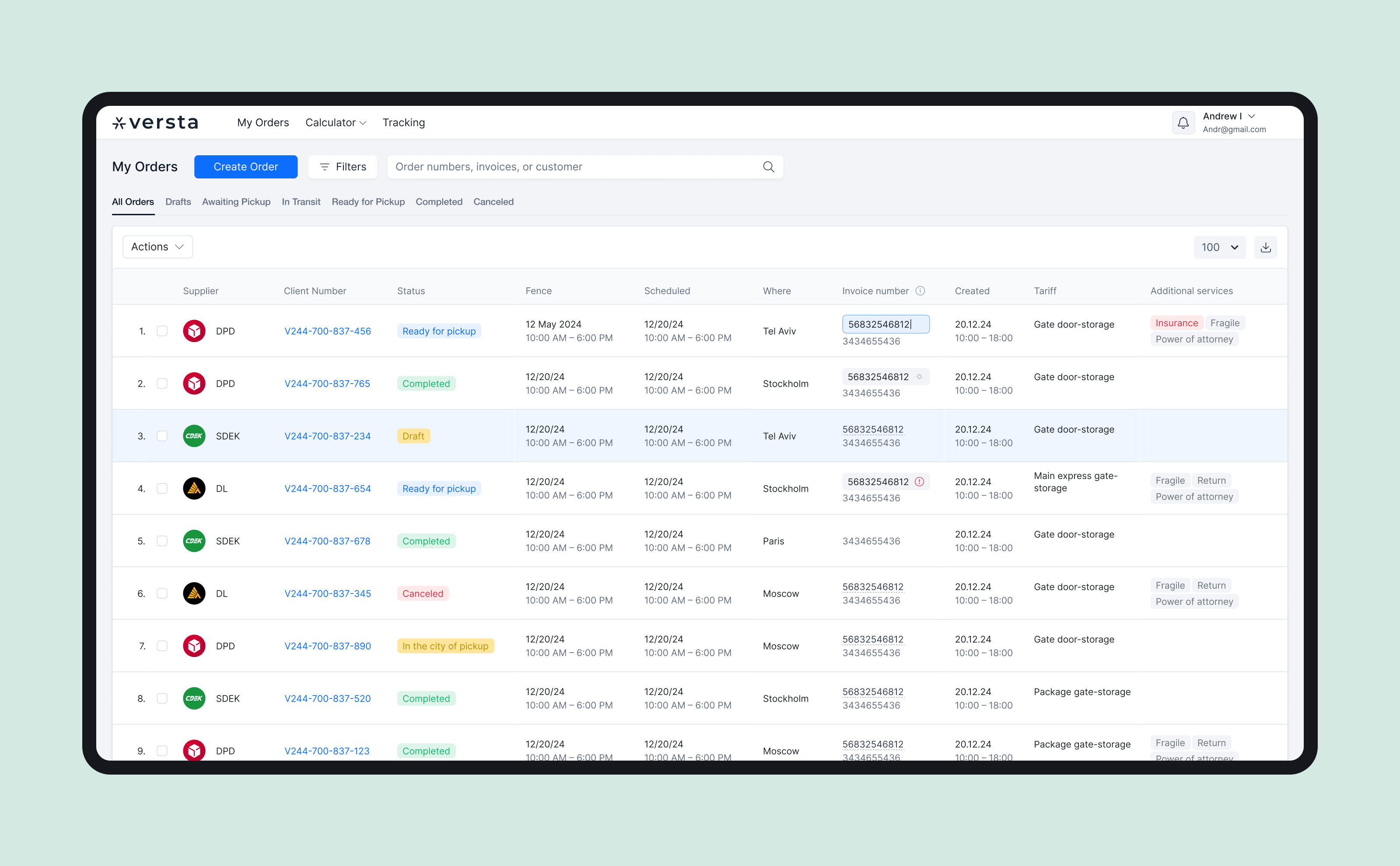 Интерфейс сервиса логистики — Изображение №2 — Интерфейсы на Dprofile