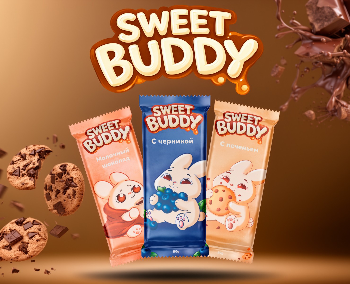 Sweet Buddy — chocolate brand identity — Брендинг, Иллюстрация на Dprofile