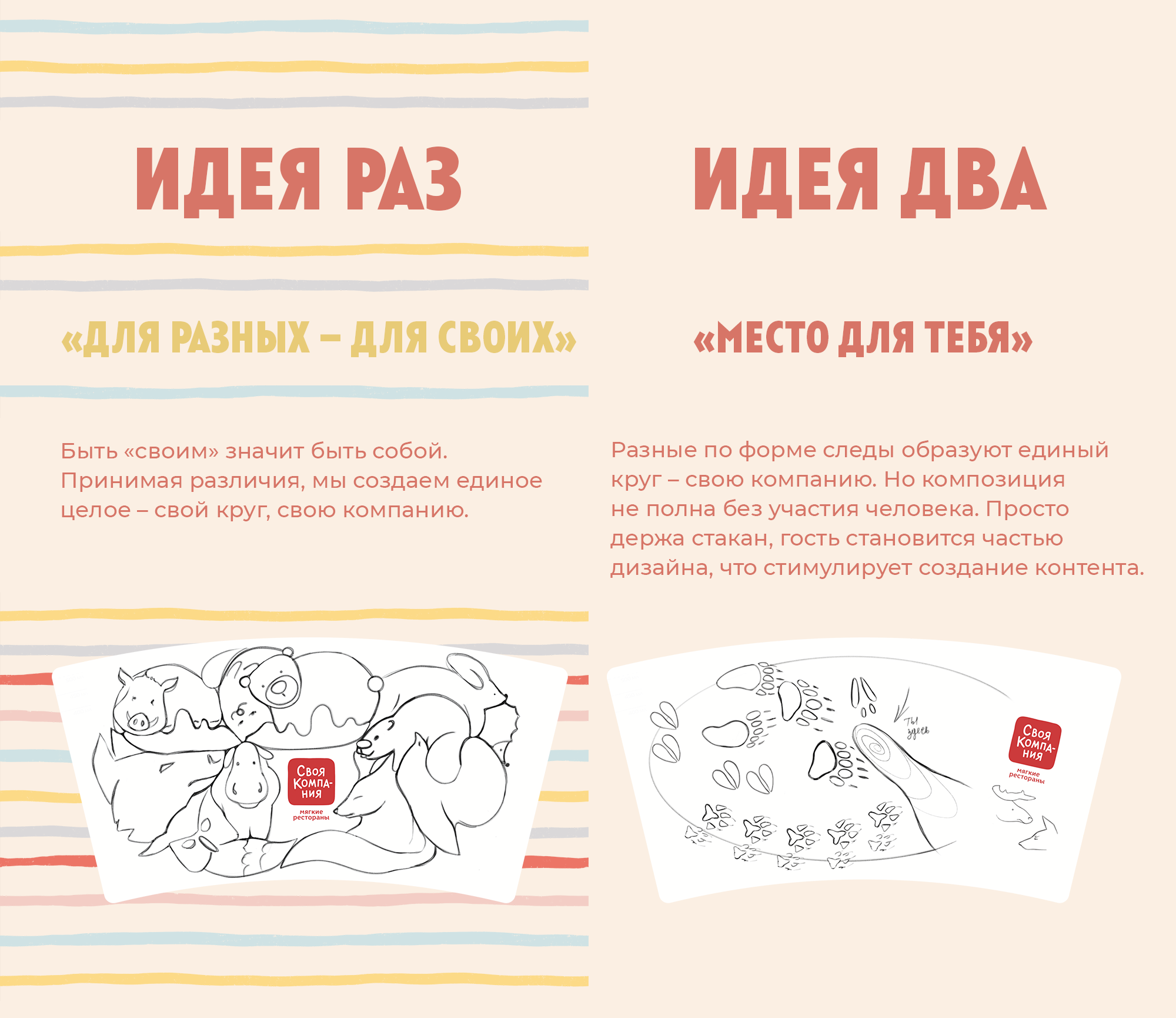 Дизайн стаканов для сети ресторанов "Своя компания" — Изображение №3 — Брендинг, Иллюстрация на Dprofile