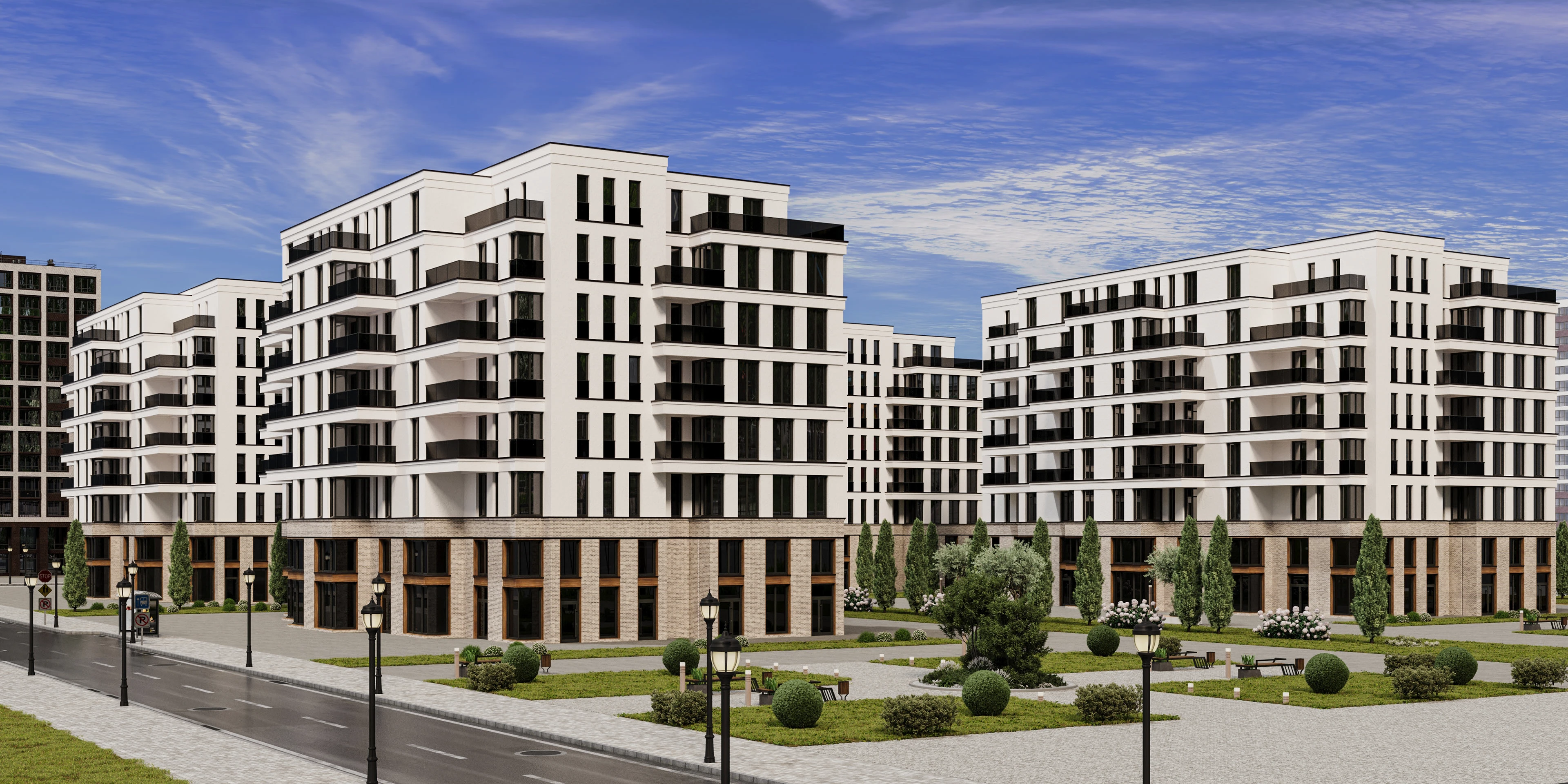 Жилой комплекс с аллеей — Изображение №1 — 3D, Архитектура на Dprofile