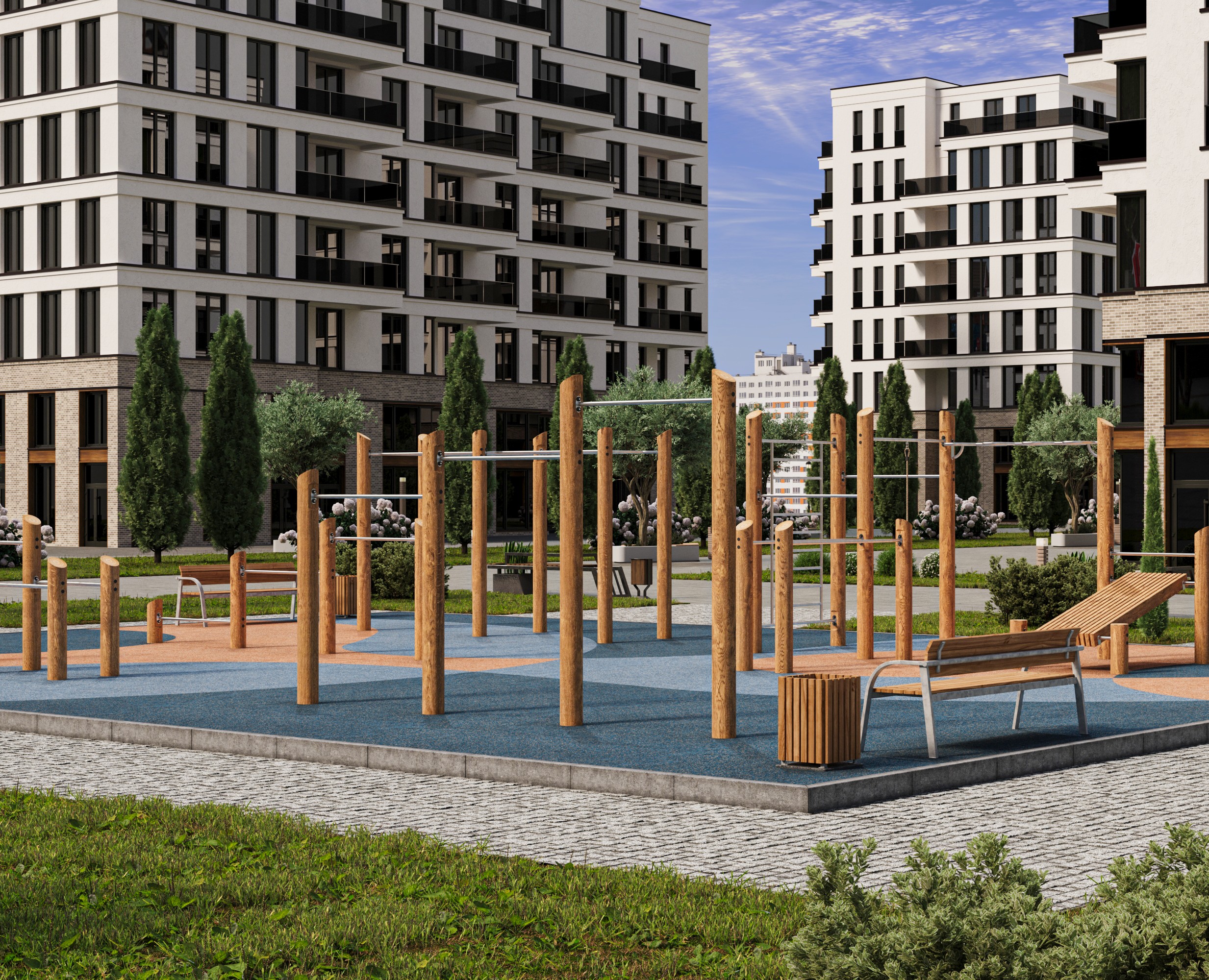 Жилой комплекс с аллеей — 3D, Архитектура на Dprofile