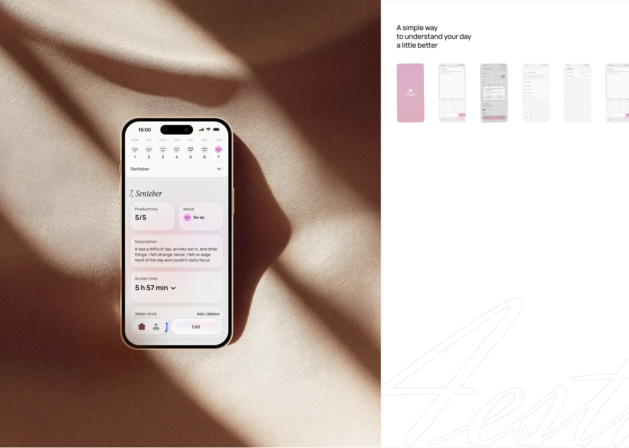 EREST — простой трекер состояния — Изображение №17 — Интерфейсы на Dprofile