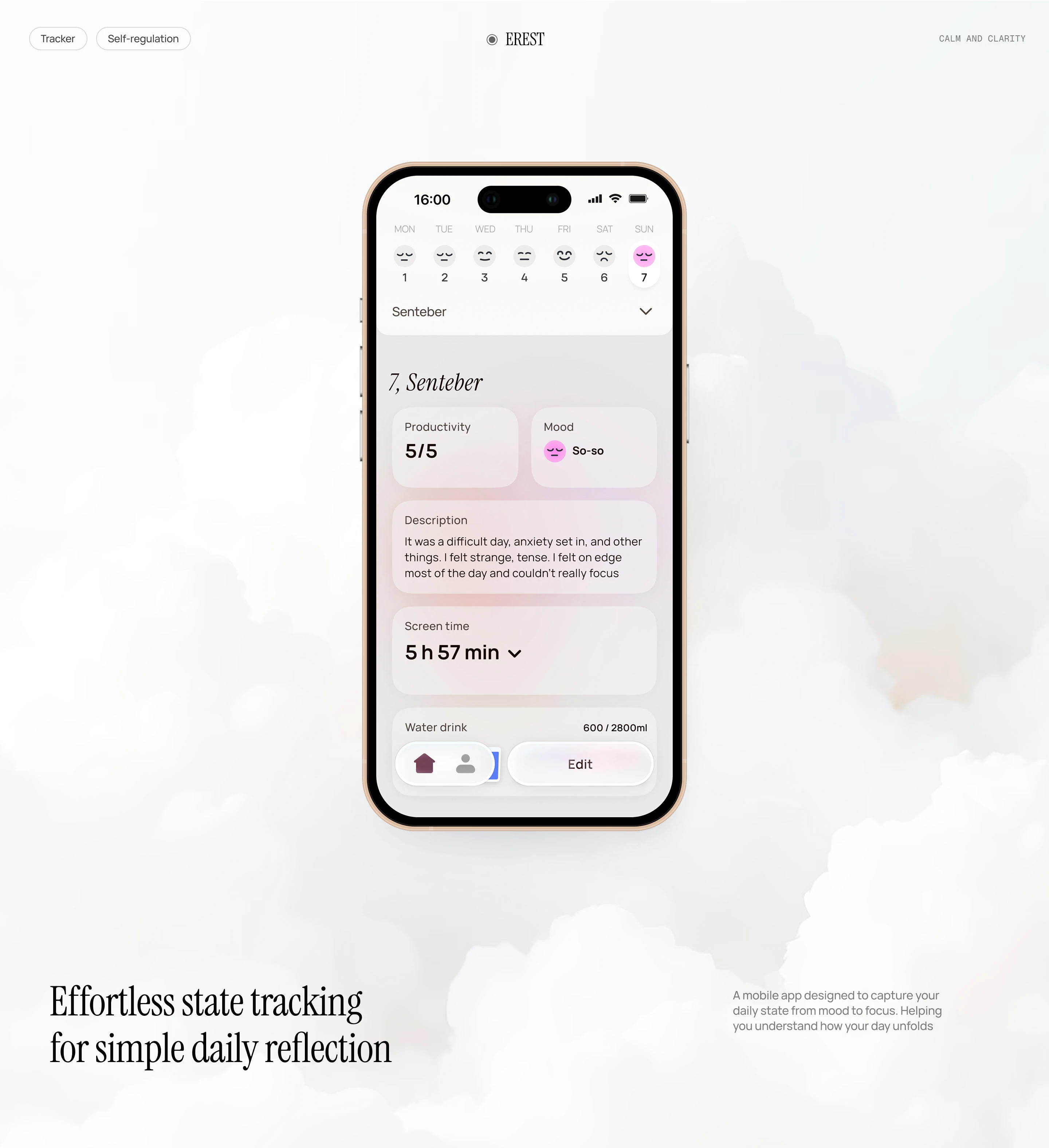 EREST — простой трекер состояния — Изображение №1 — Интерфейсы на Dprofile